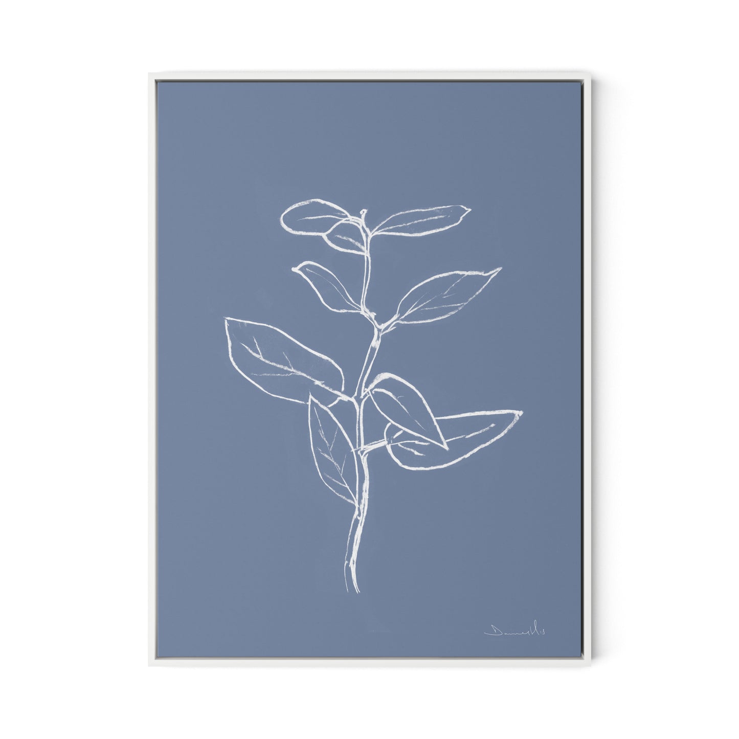 Eucalyptus Sapling Canvas Floater Framed / 24 x 32 in / White