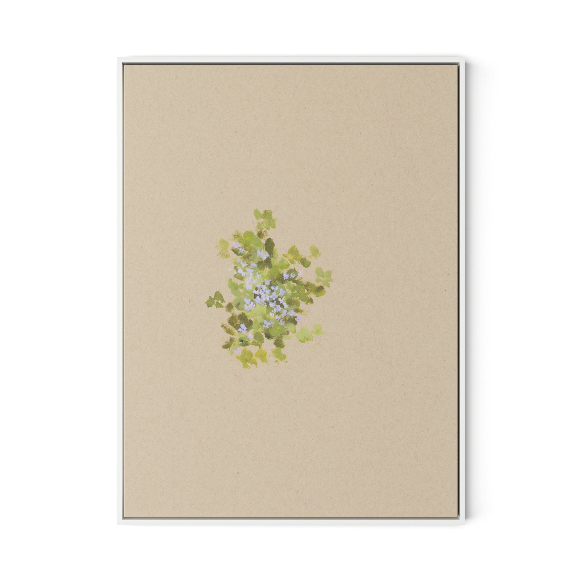 Botanical V Canvas Floater Framed / 24 x 32 in / White
