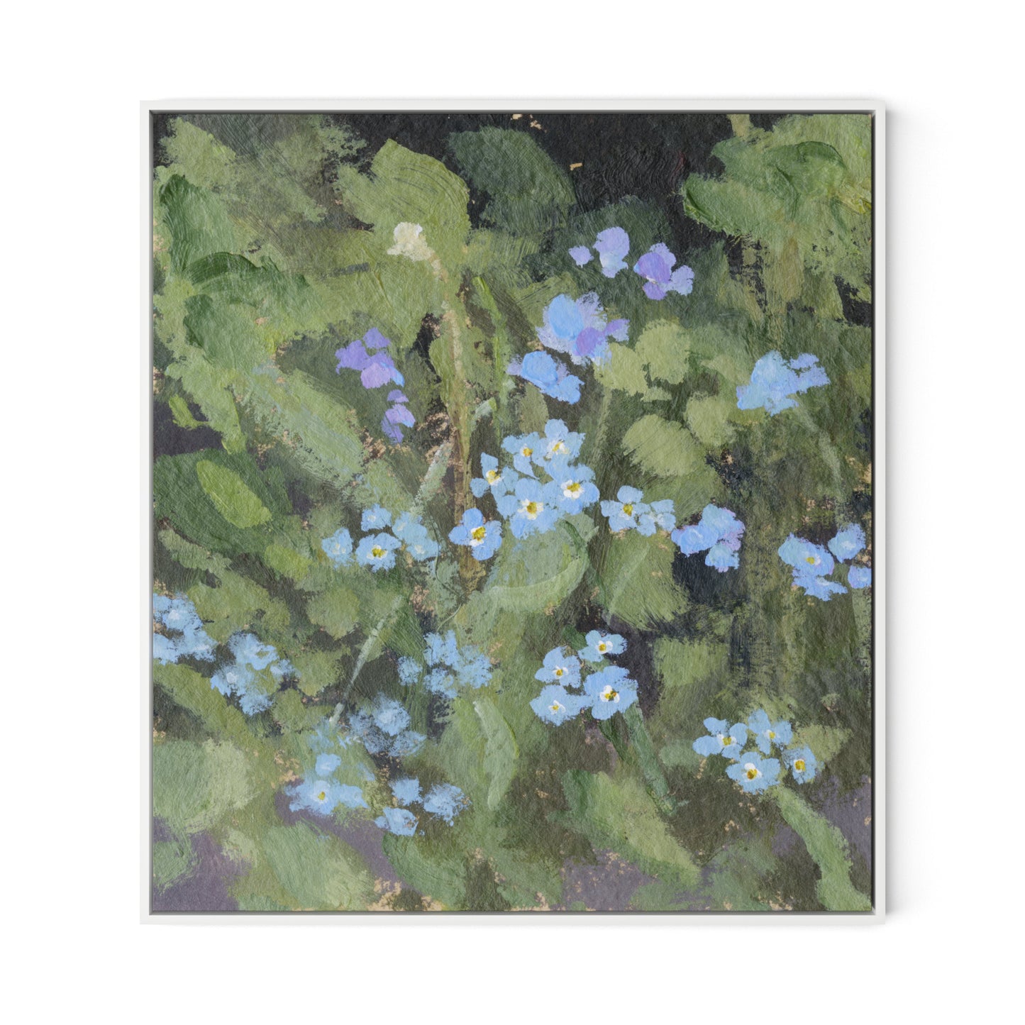 Forget Me Nots Canvas Floater Framed / 29 x 32 in / White