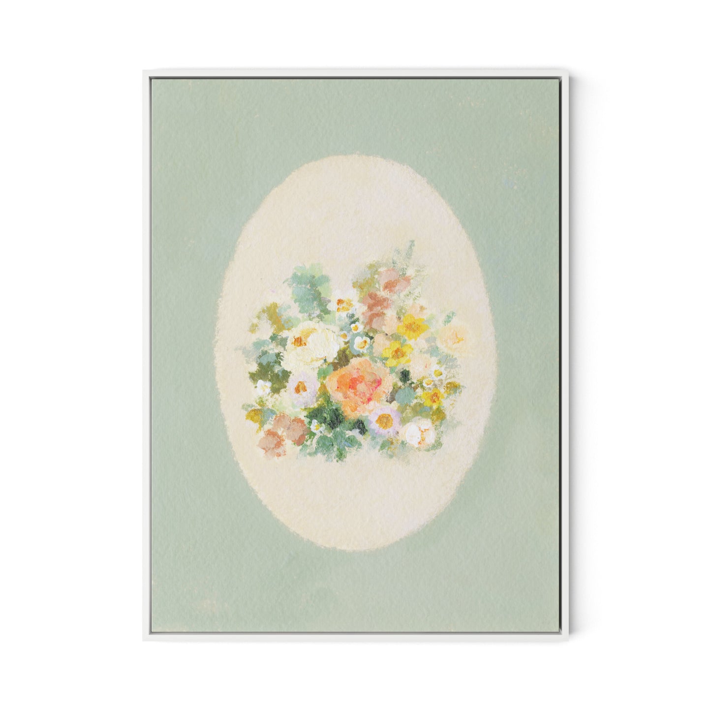 Vignette XIX Canvas Floater Framed / 24 x 32 in / White