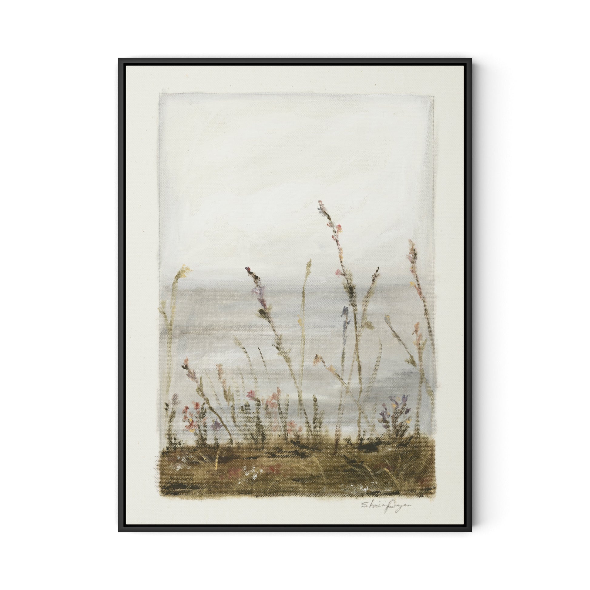 Lakeside Florets Canvas Floater Framed / 24 x 32 in / Black