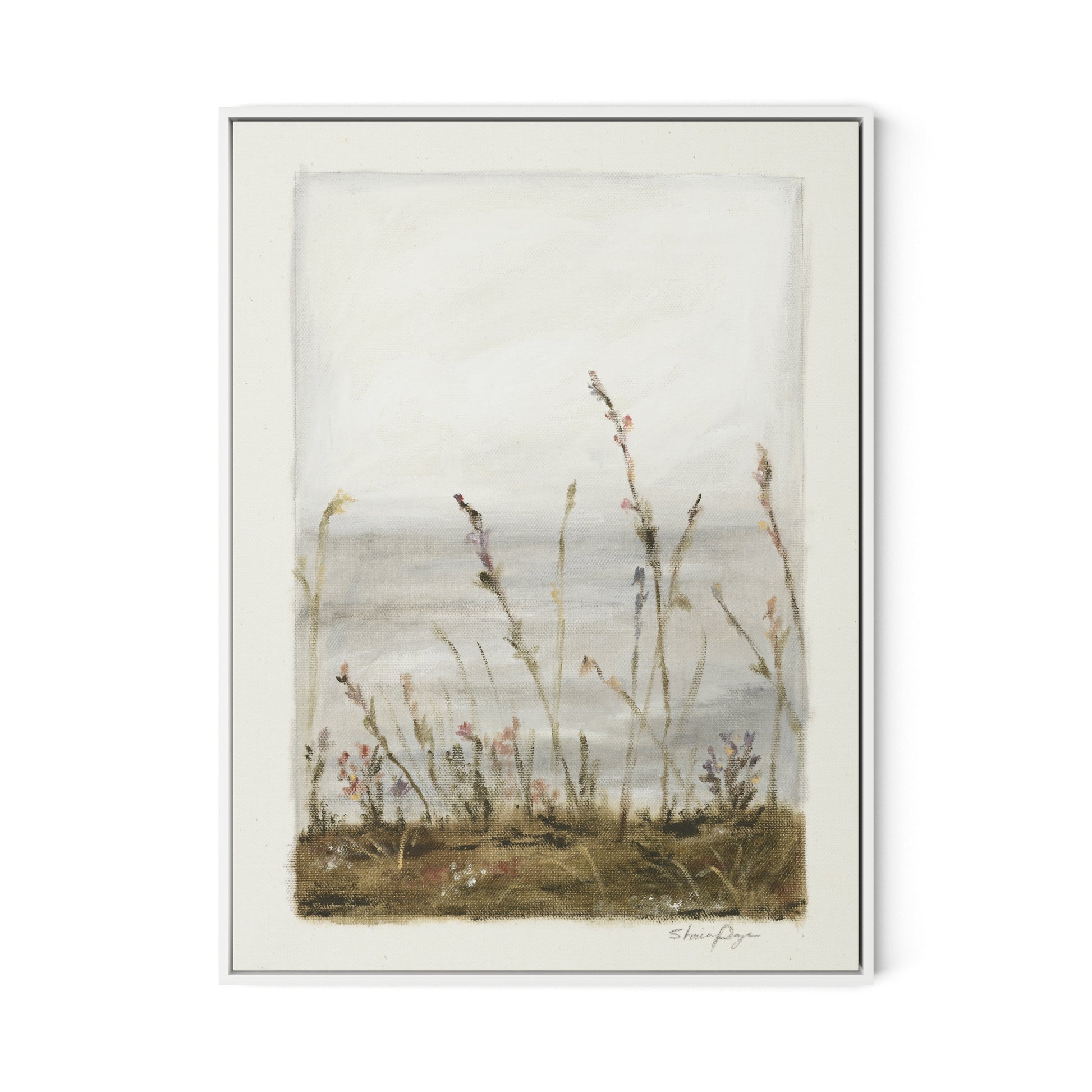 Lakeside Florets Canvas Floater Framed / 24 x 32 in / White