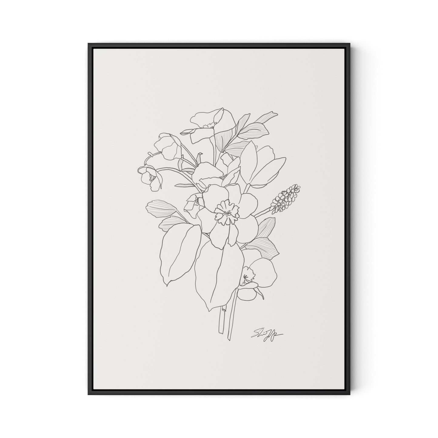 All Flowers Canvas Floater Framed / 24 x 32 in / Black