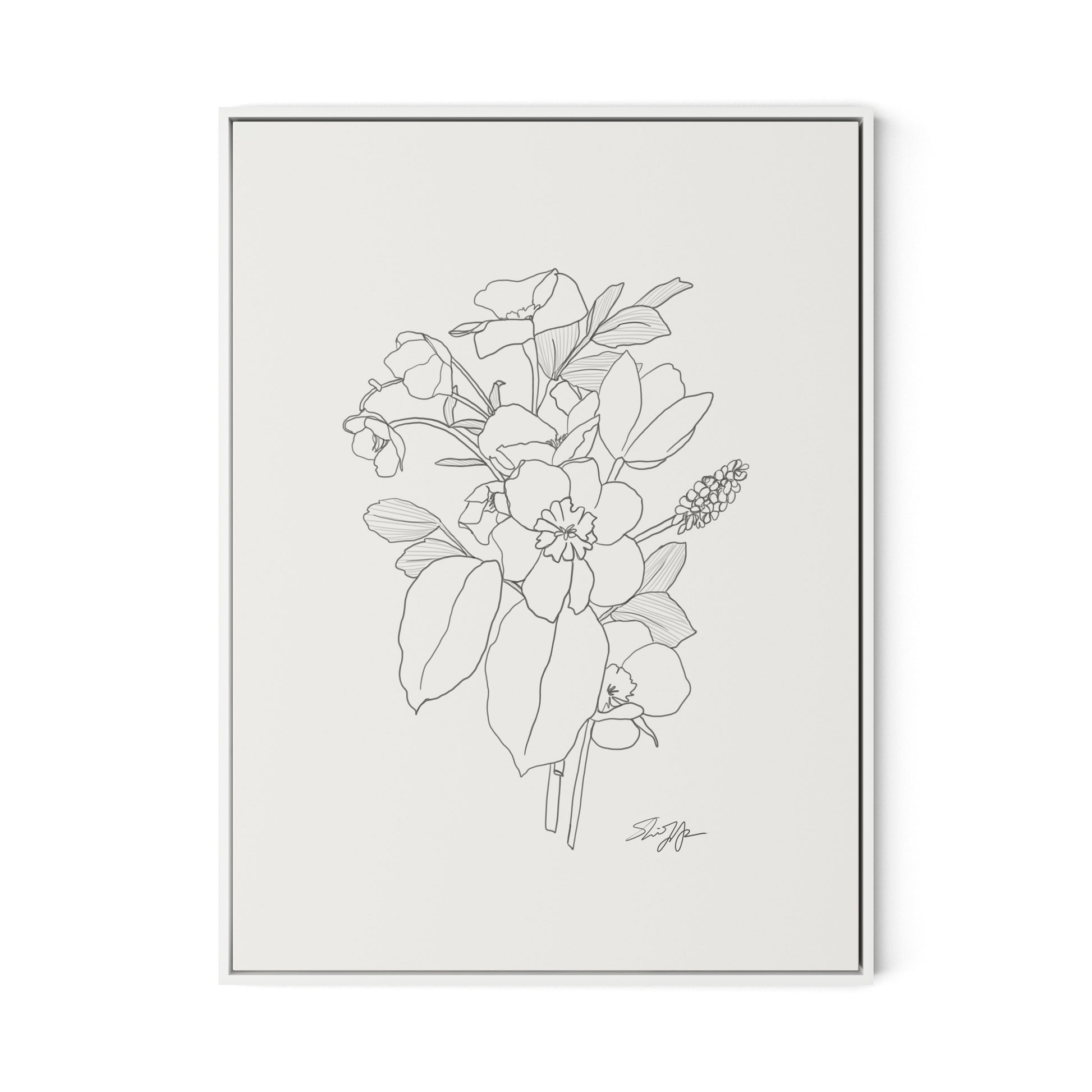All Flowers Canvas Floater Framed / 24 x 32 in / White