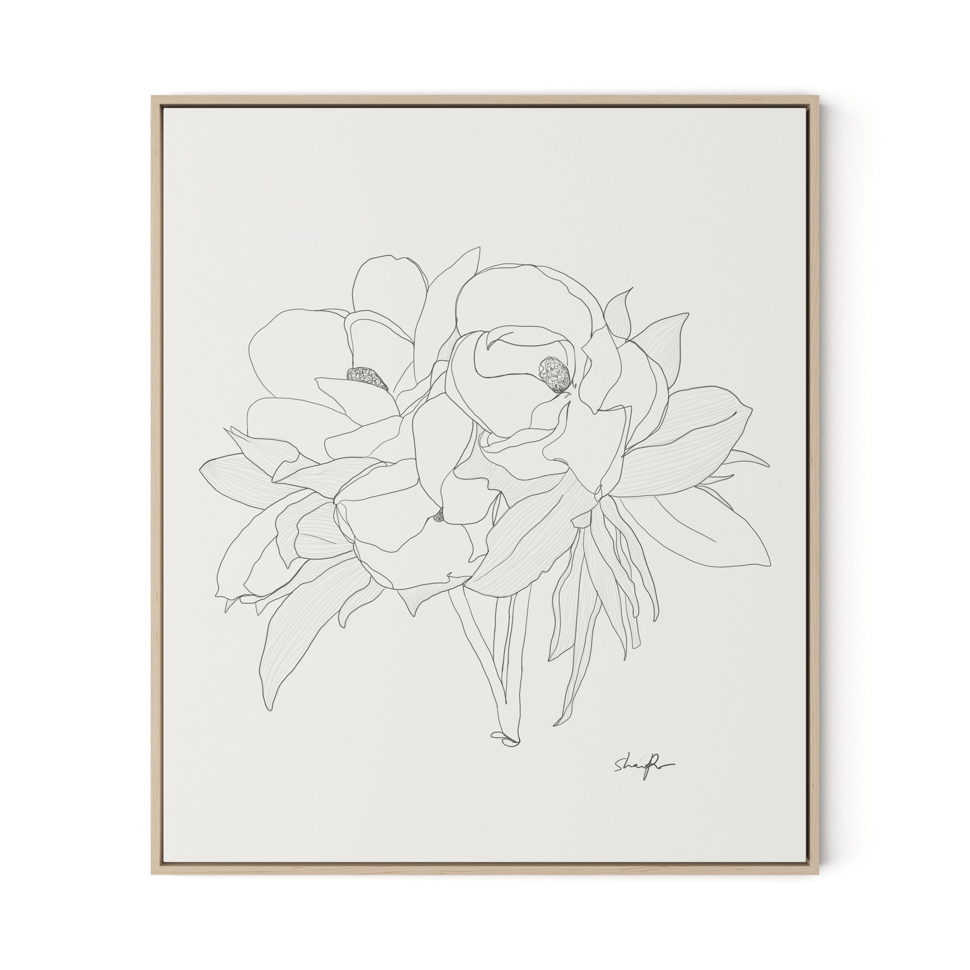 Magnolia Canvas Floater Framed / 27.5 x 32 in / Natural Maple