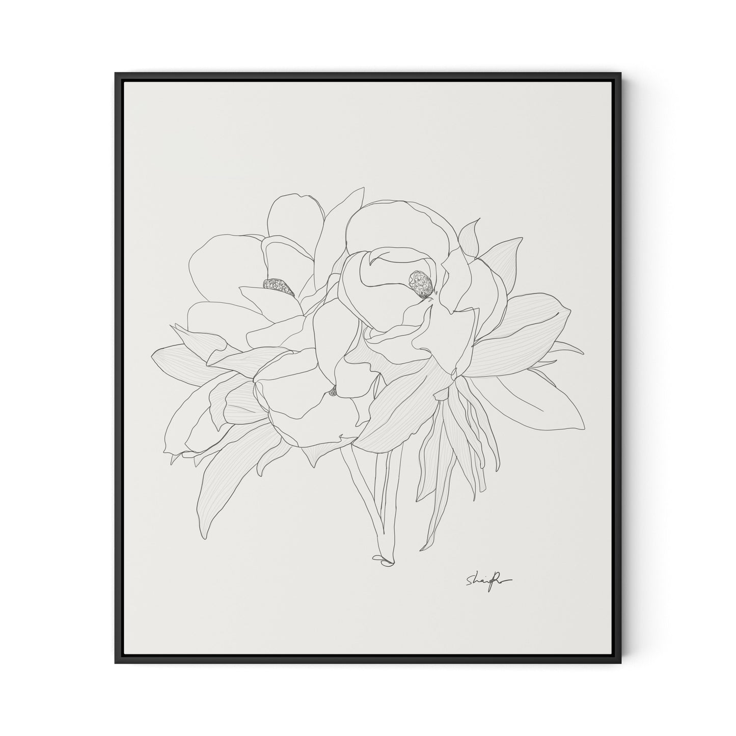 Magnolia Canvas Floater Framed / 27.5 x 32 in / Black