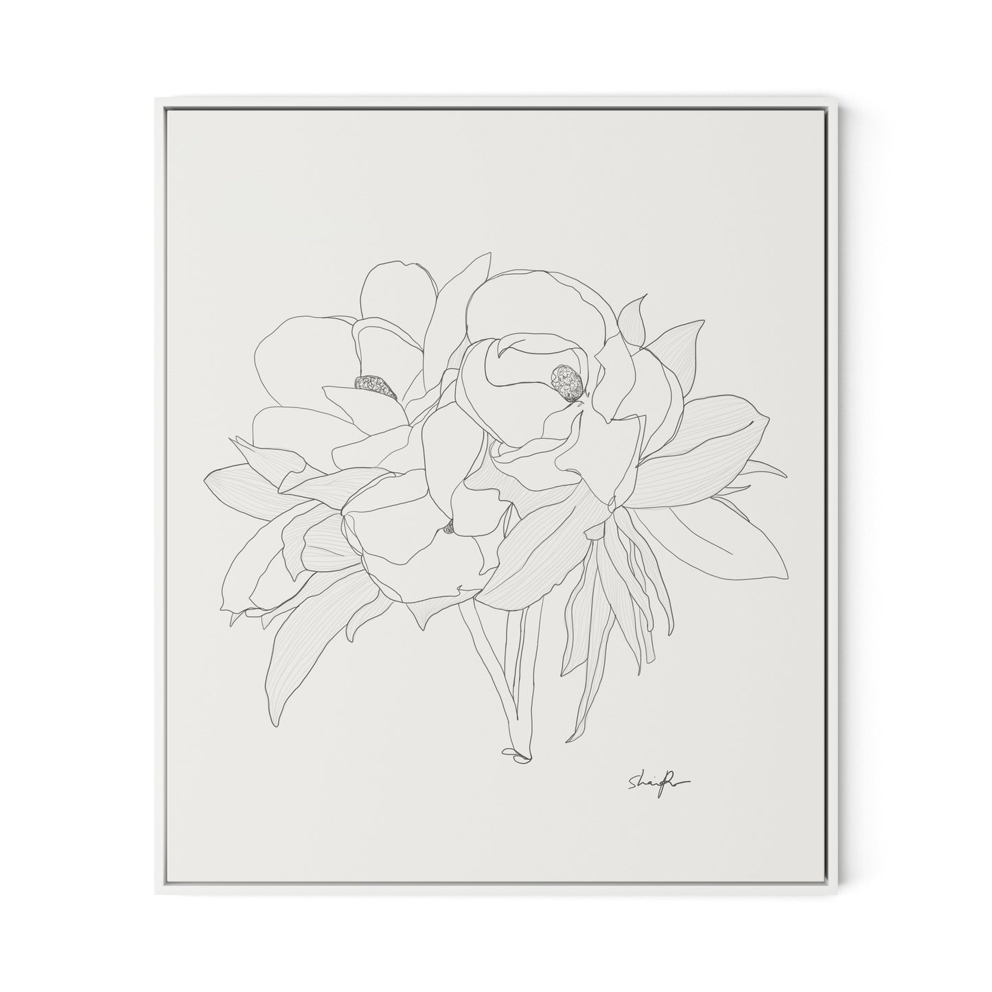 Magnolia Canvas Floater Framed / 27.5 x 32 in / White