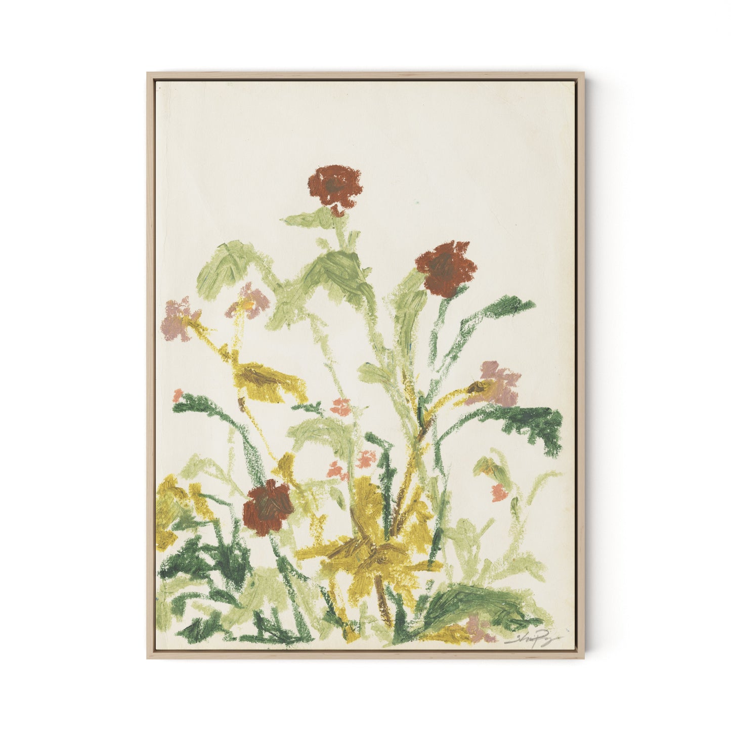 Meadow Rue 2 Canvas Floater Framed / 24 x 32 in / Natural Maple