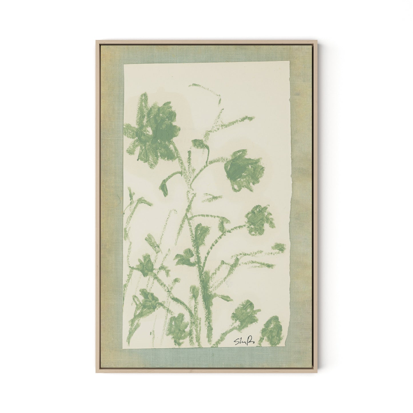 Sage Meadow Rue Canvas Floater Framed / 21.5 x 32 in / Natural Maple