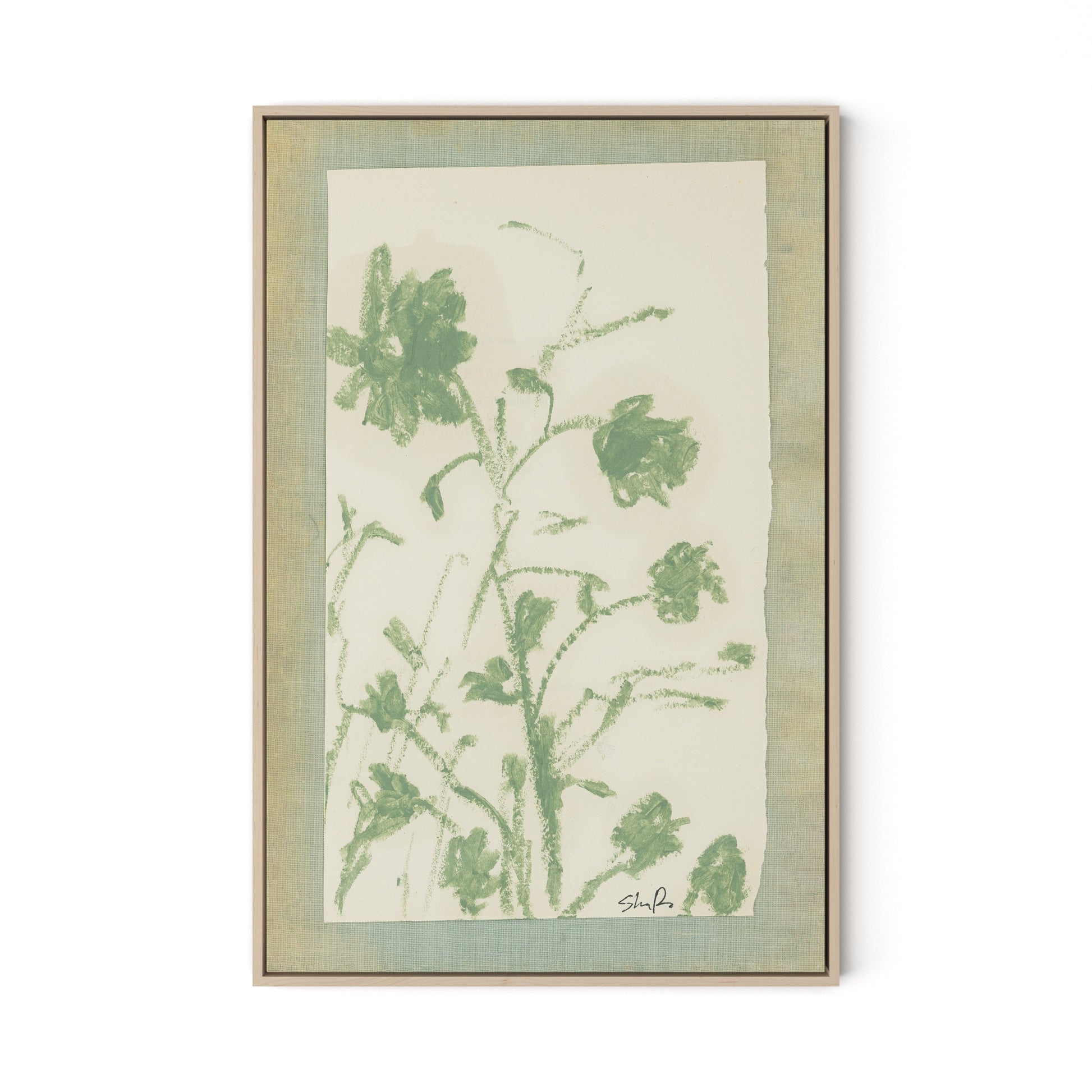 Sage Meadow Rue Canvas Floater Framed / 21.5 x 32 in / Natural Maple