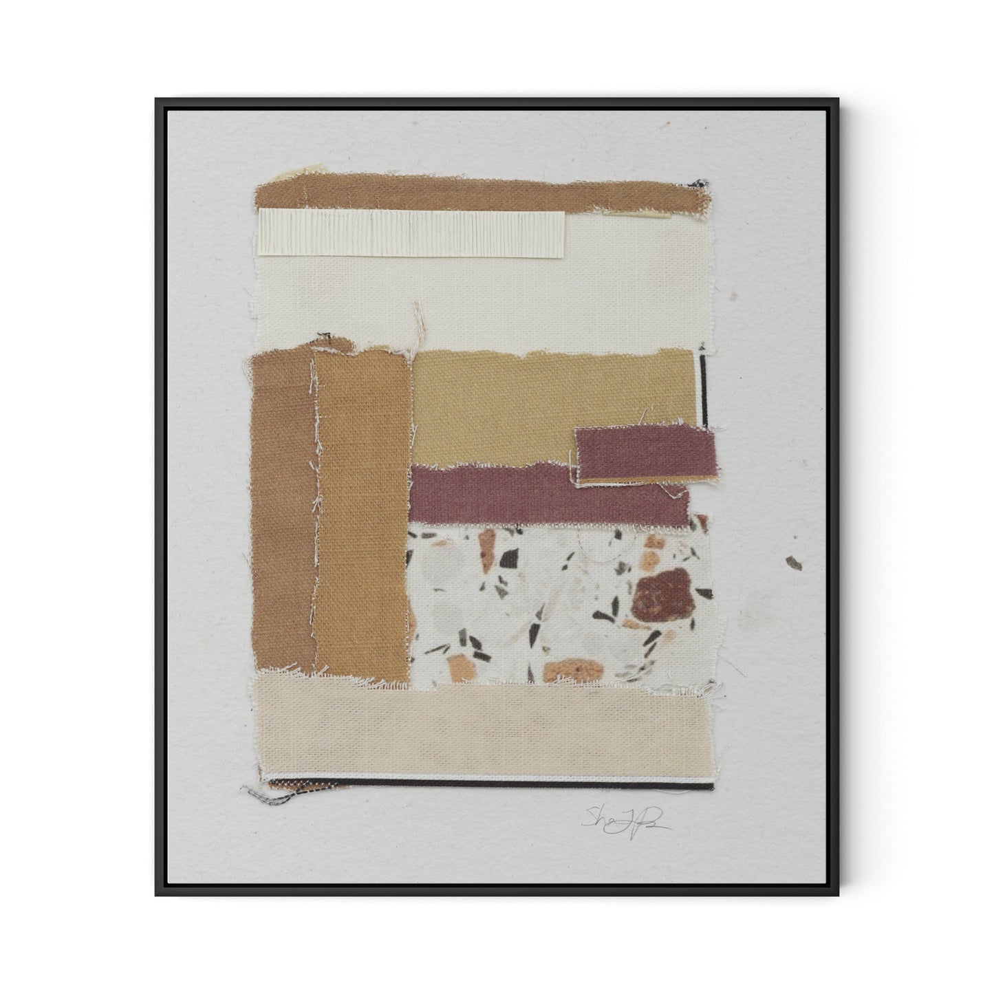 Fabric Collage III Canvas Floater Framed / 27.5 x 32 in / Black