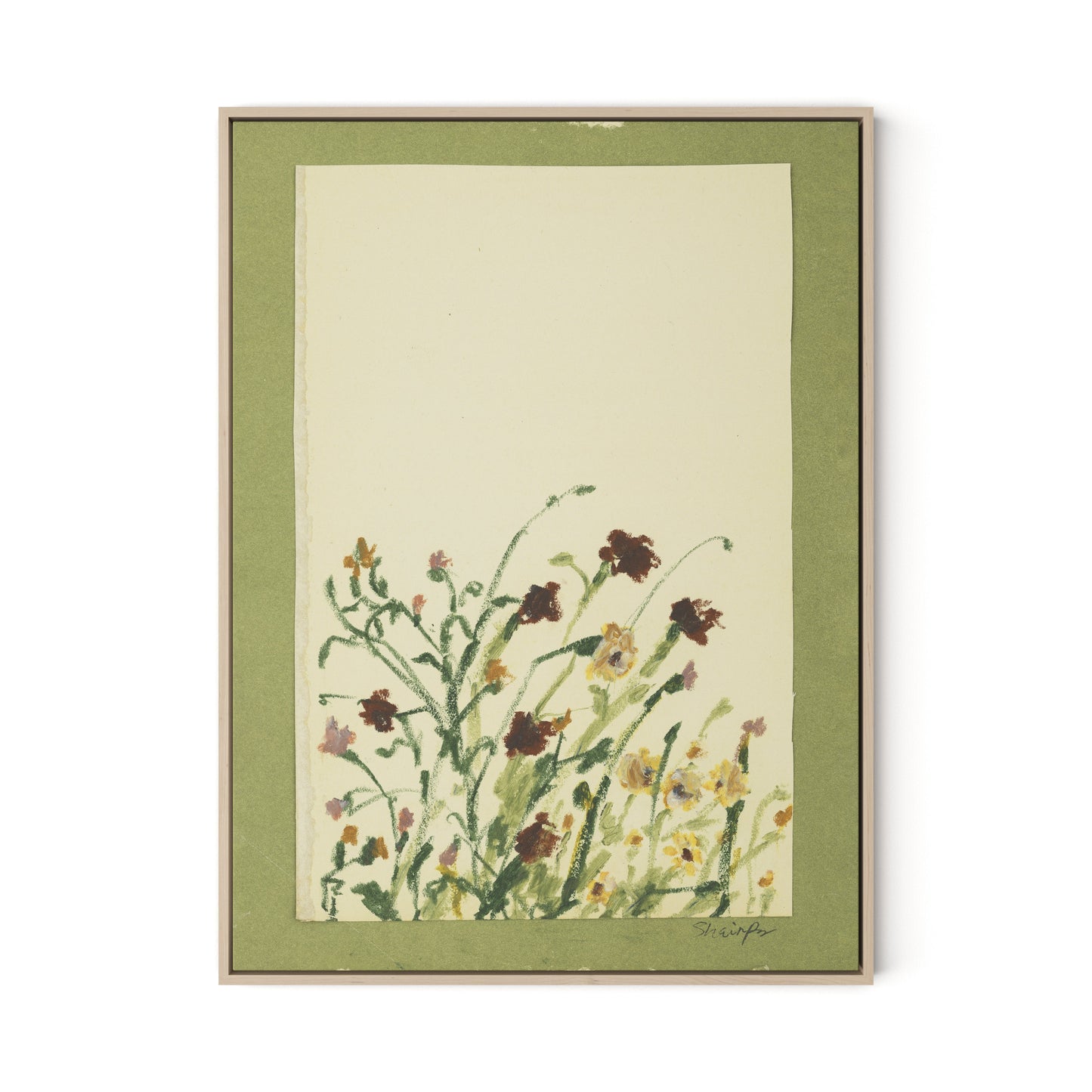 Wildflower Medley Canvas Floater Framed / 24 x 32 in / Natural Maple