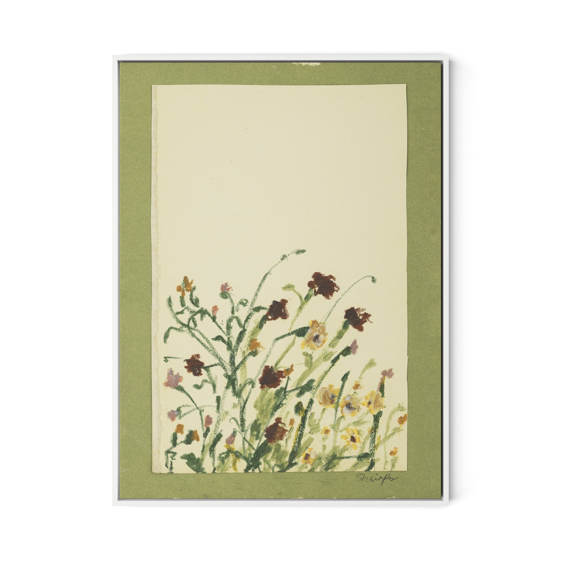 Wildflower Medley Canvas Floater Framed / 24 x 32 in / White