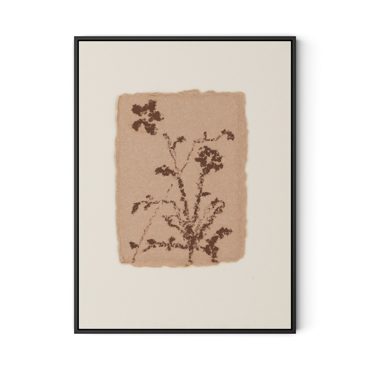 Petal and Water Green Abstract Canvas Floater Framed / 24 x 32 in / Black