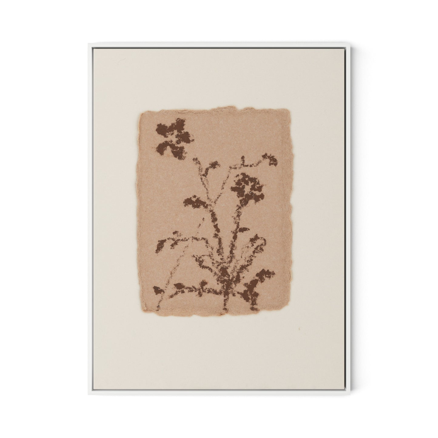 Petal and Water Green Abstract Canvas Floater Framed / 24 x 32 in / White