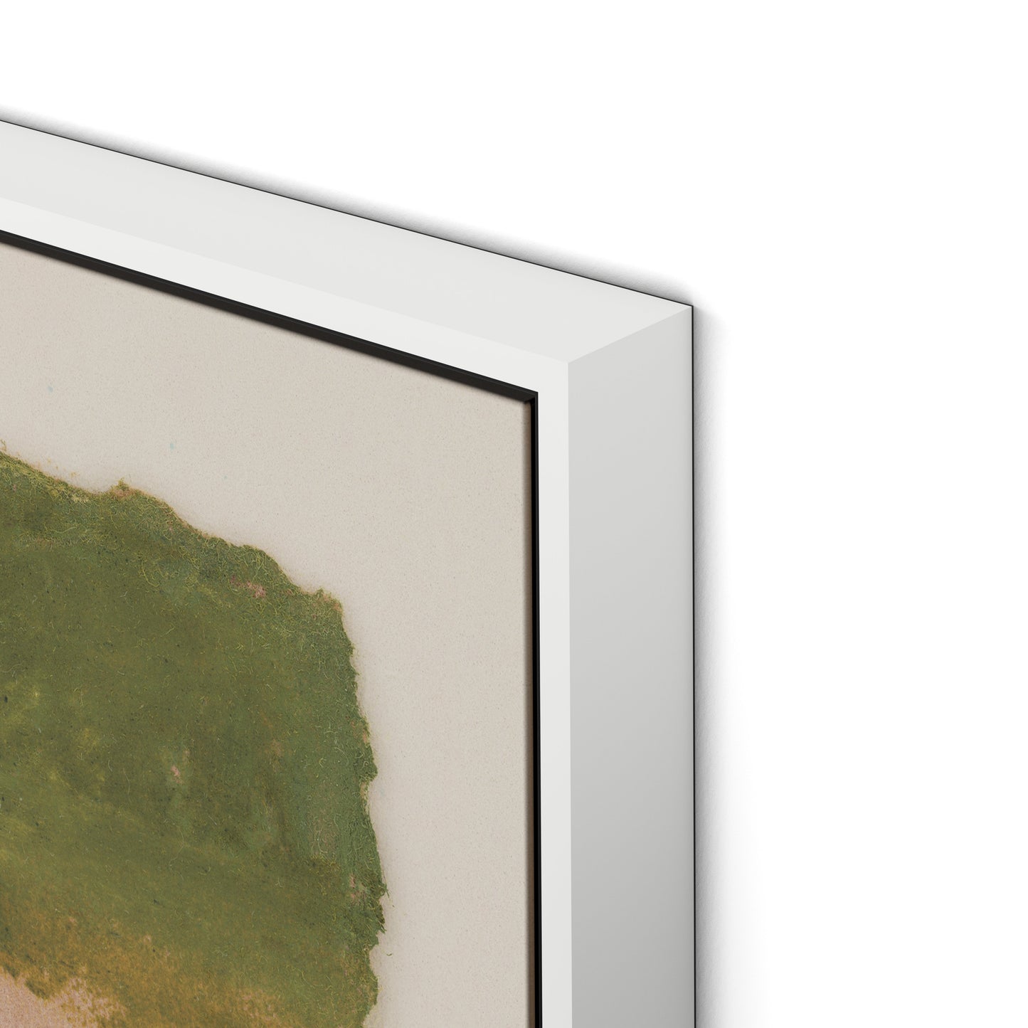 Morning Pink, Night Green Abstract Canvas Floater Framed / 24 x 32 in / White