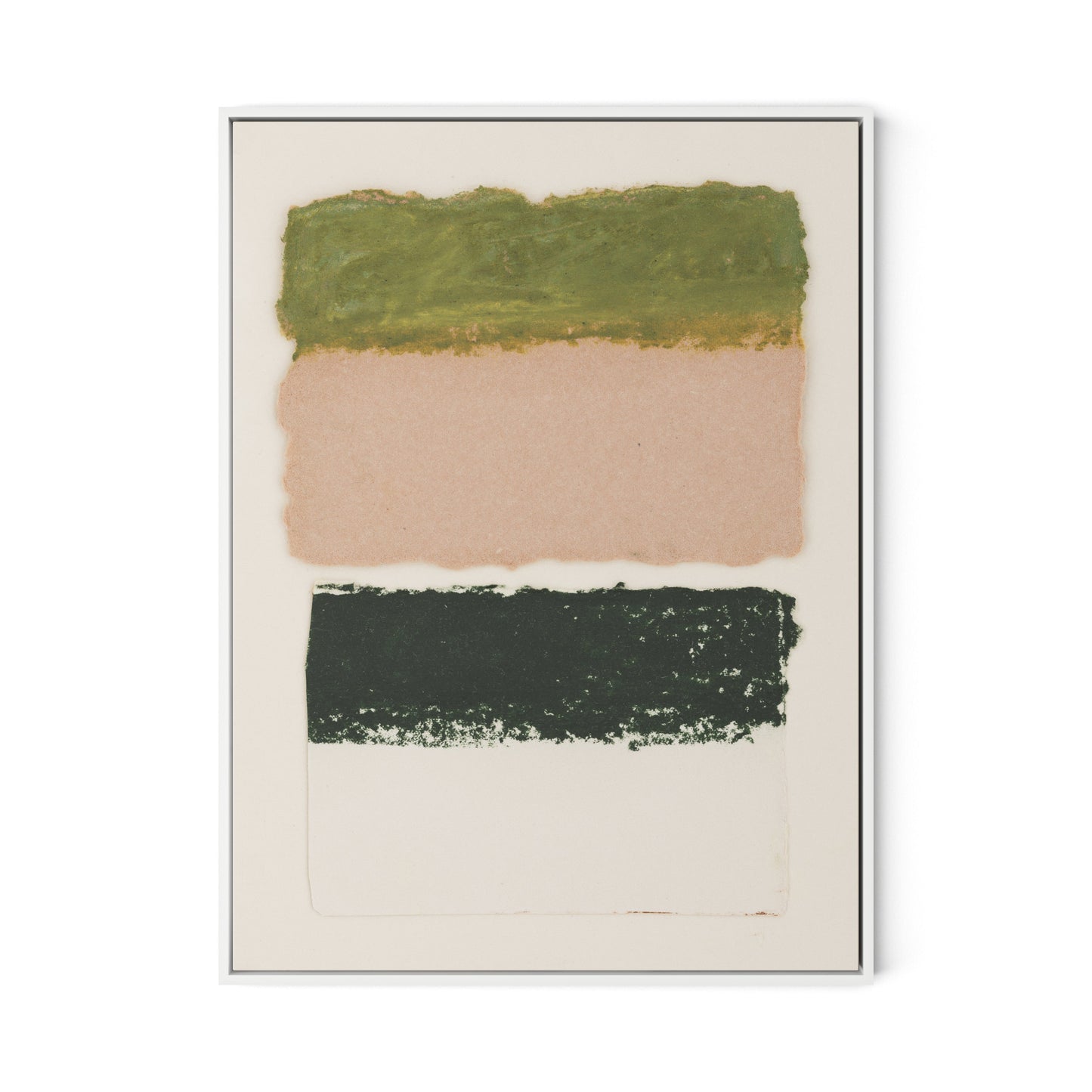 Morning Pink, Night Green Abstract Canvas Floater Framed / 24 x 32 in / White