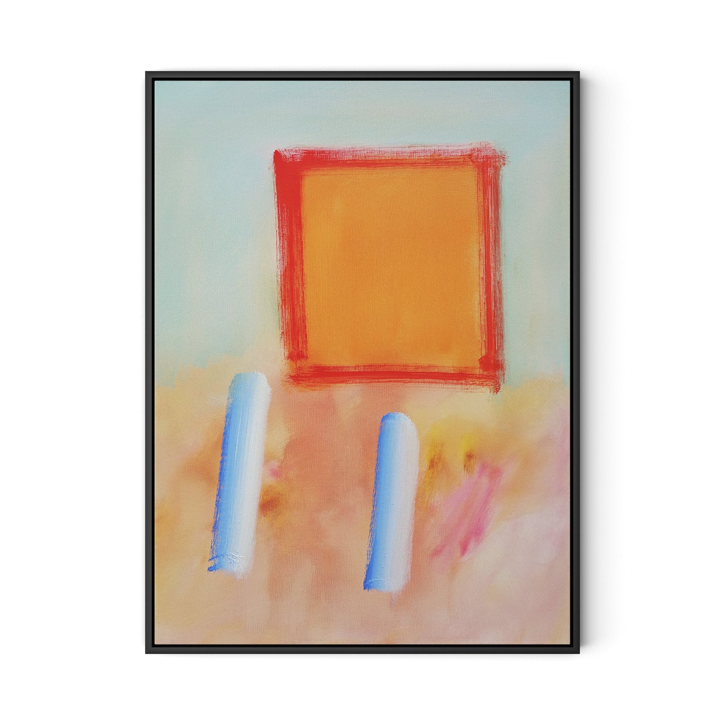 Figures in a Souk B Canvas Floater Framed / 24 x 32 in / Black