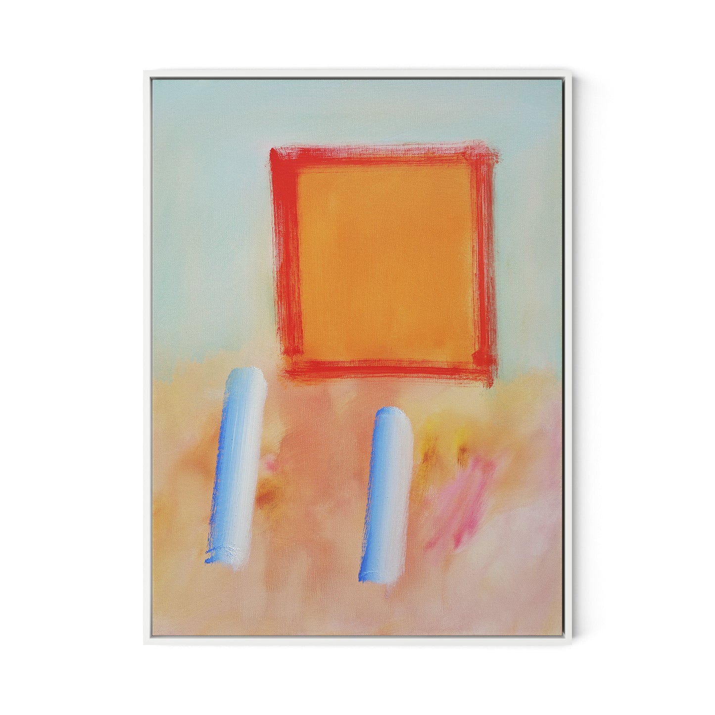 Figures in a Souk B Canvas Floater Framed / 24 x 32 in / White