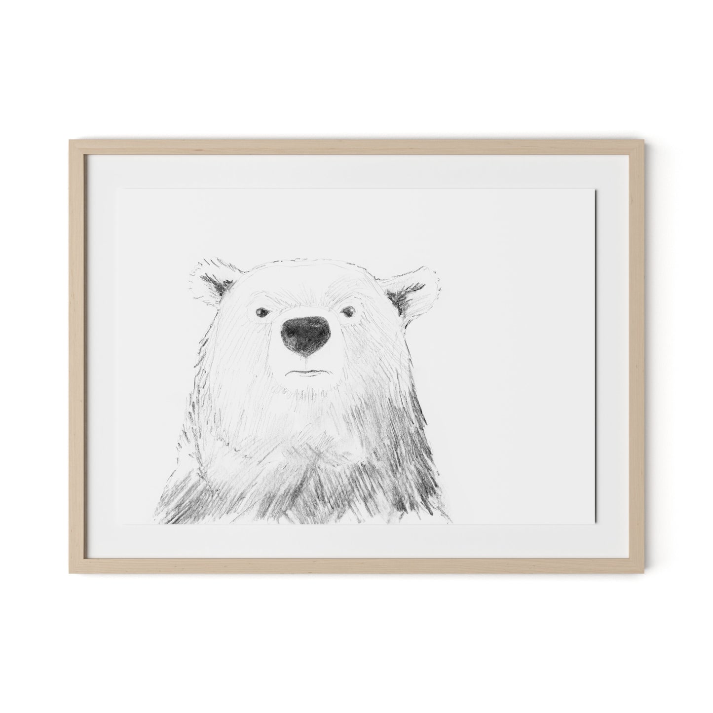 Bear Framed Paper / 32 x 24 in / Natural Maple