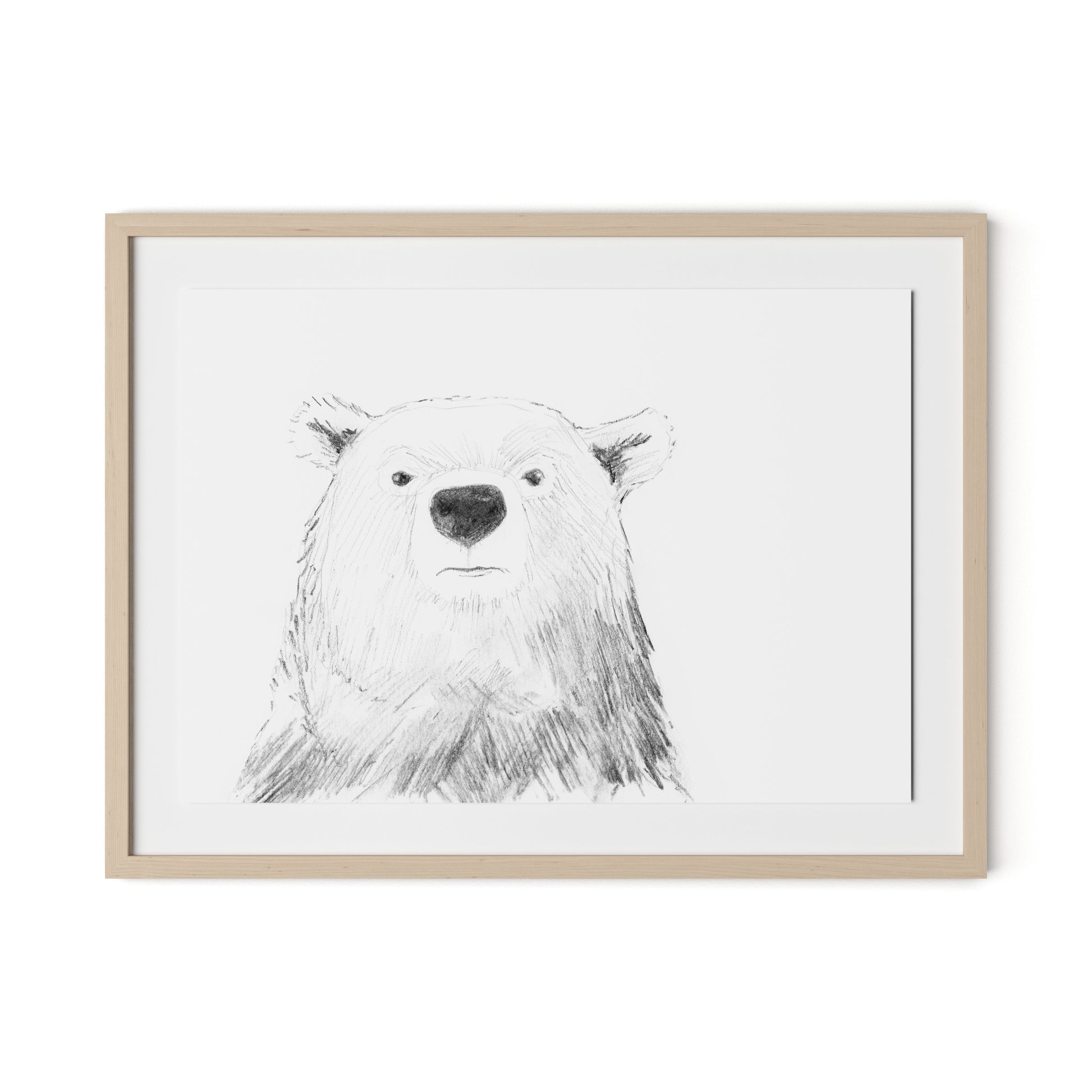 Bear Framed Paper / 32 x 24 in / Natural Maple
