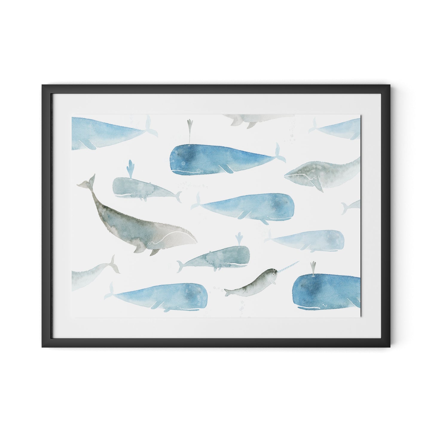 Whale Whale Framed Paper / 32 x 24 in / Black