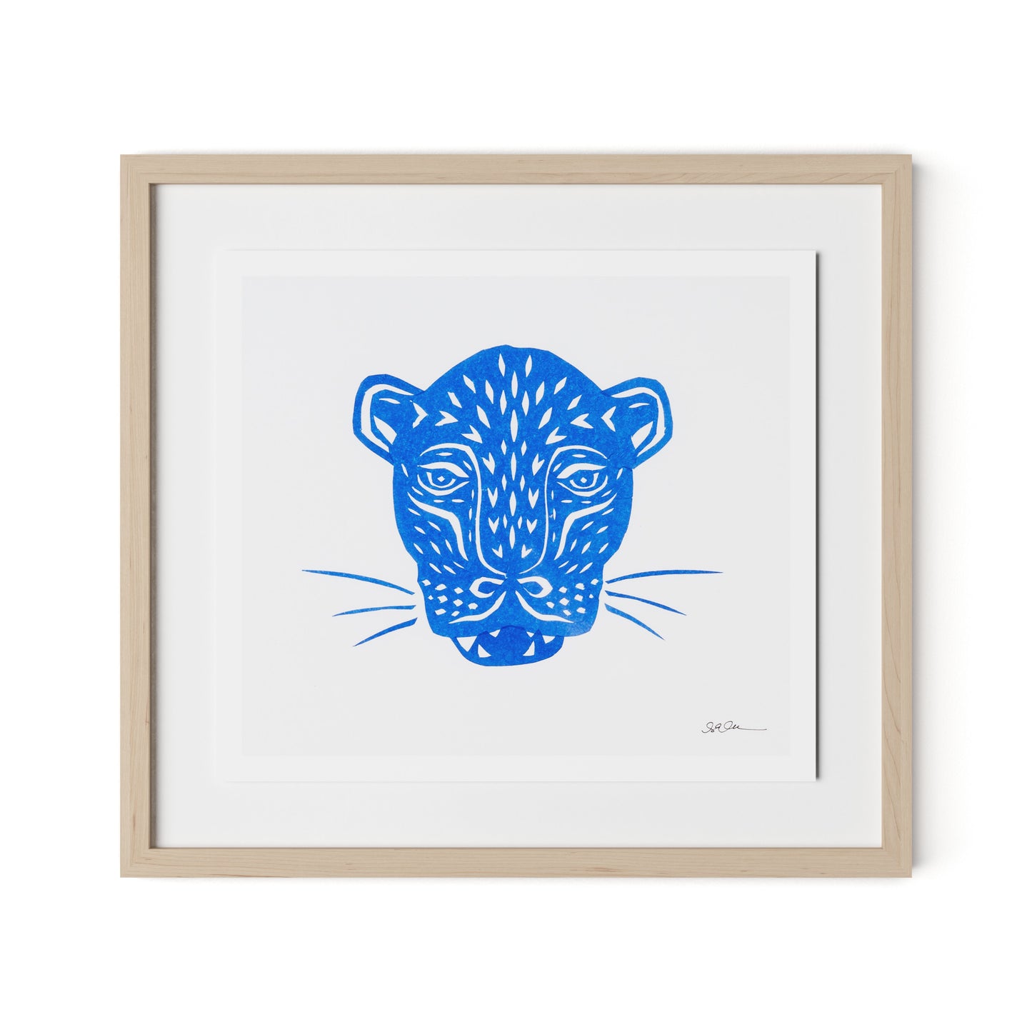 Jaguar Mask Framed Paper / 24 x 22 in / Natural Maple