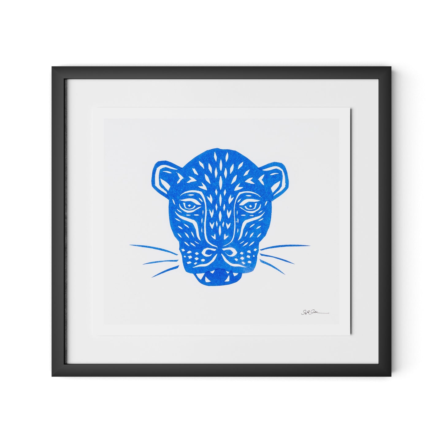 Jaguar Mask Framed Paper / 24 x 22 in / Black