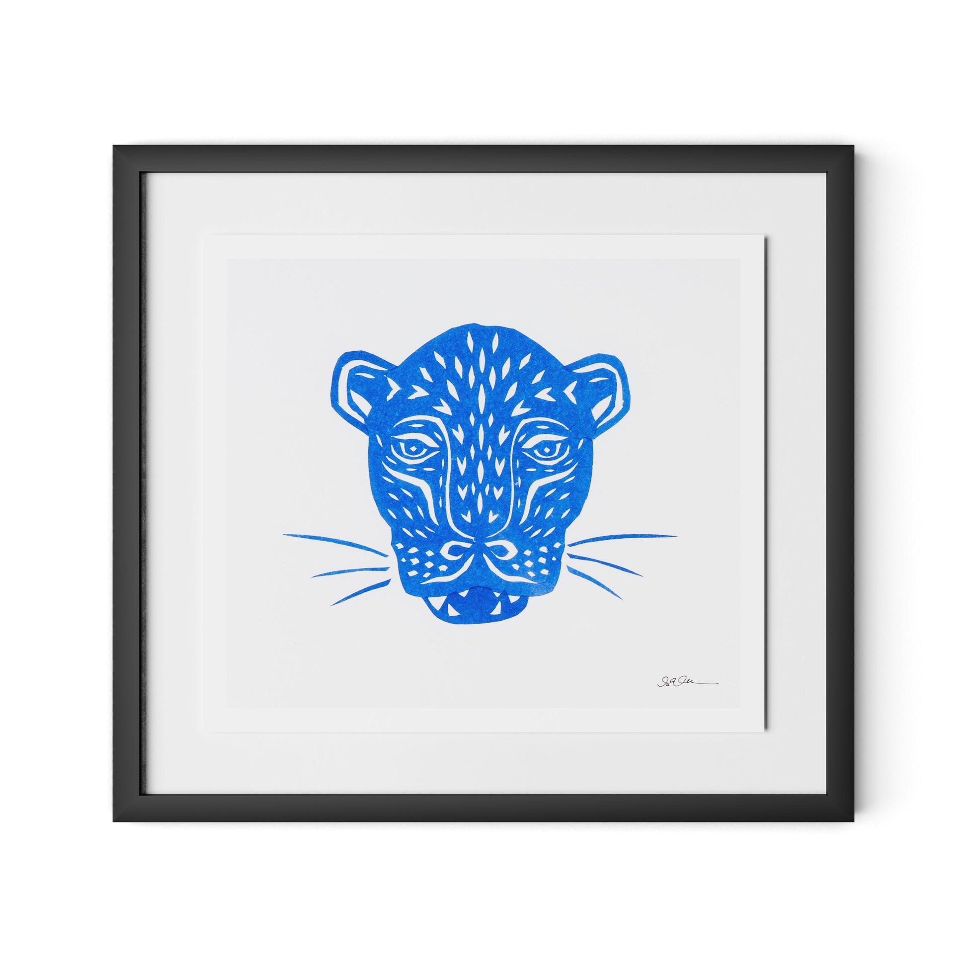 Jaguar Mask Framed Paper / 24 x 22 in / Black
