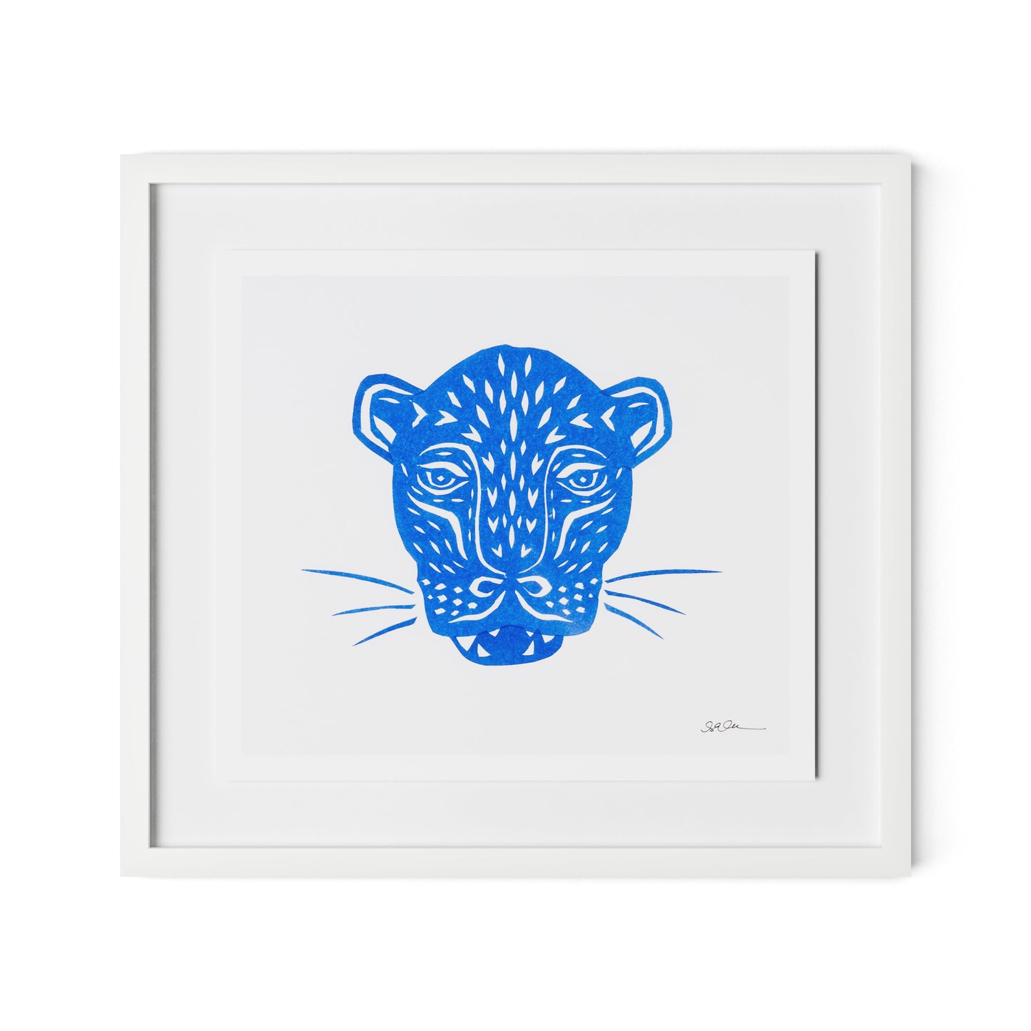 Jaguar Mask Framed Paper / 24 x 22 in / White