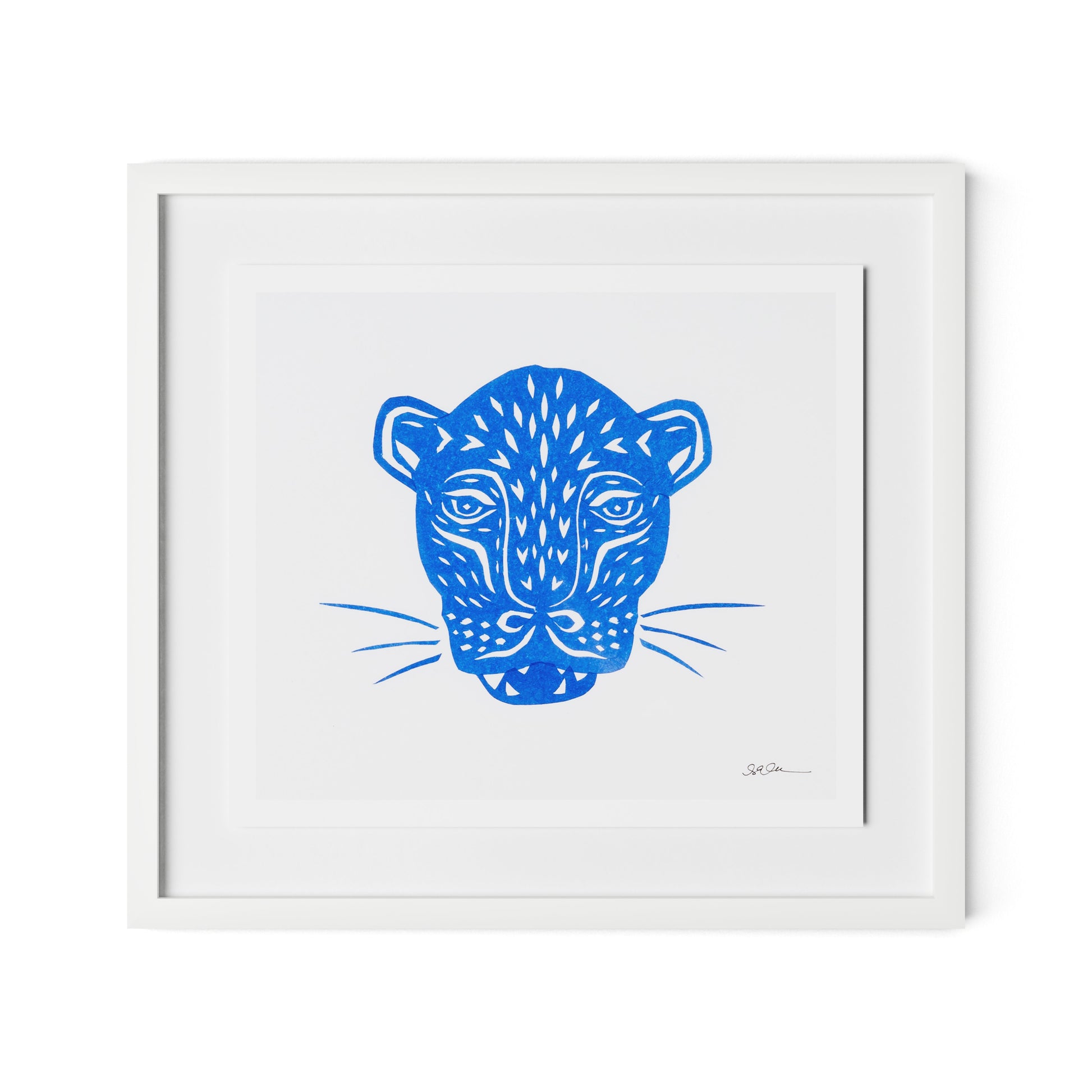 Jaguar Mask Framed Paper / 24 x 22 in / White