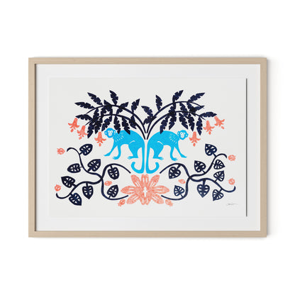 Monkeys in Vines Framed Paper / 32 x 24 in / Natural Maple