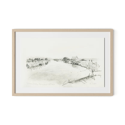 Fisherman's Cottage Framed Paper / 32 x 21 in / Natural Maple