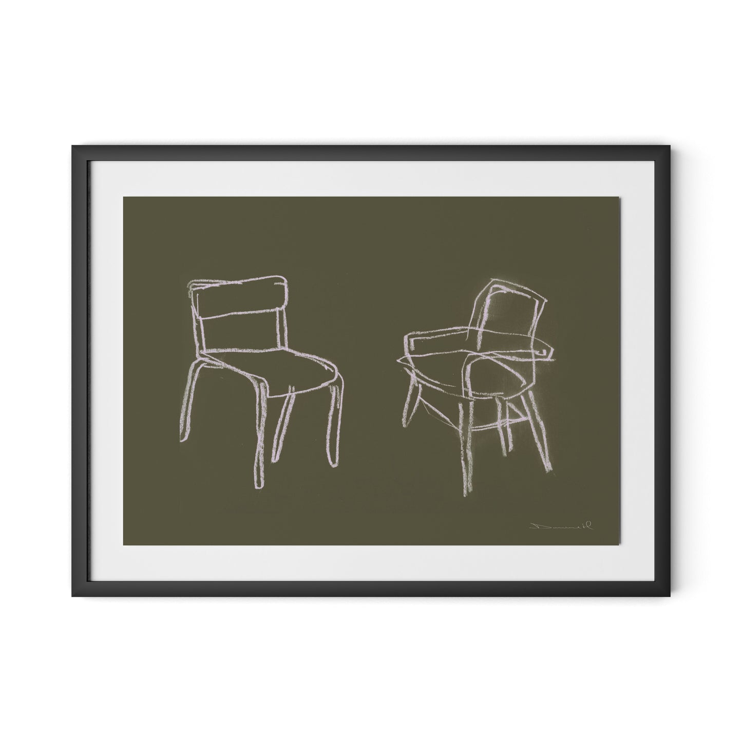 Chairs Framed Paper / 32 x 24 in / Black