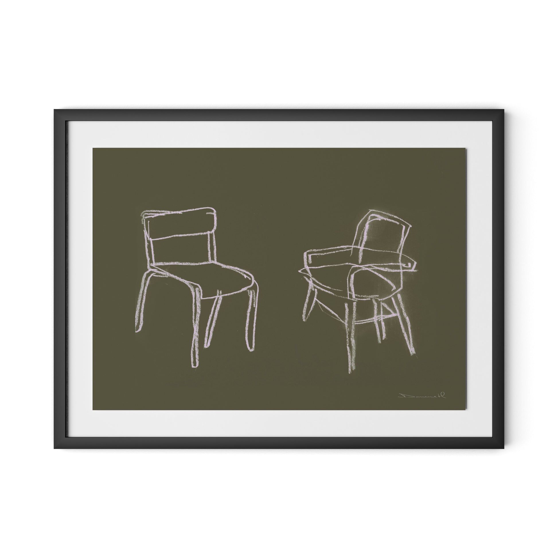 Chairs Framed Paper / 32 x 24 in / Black