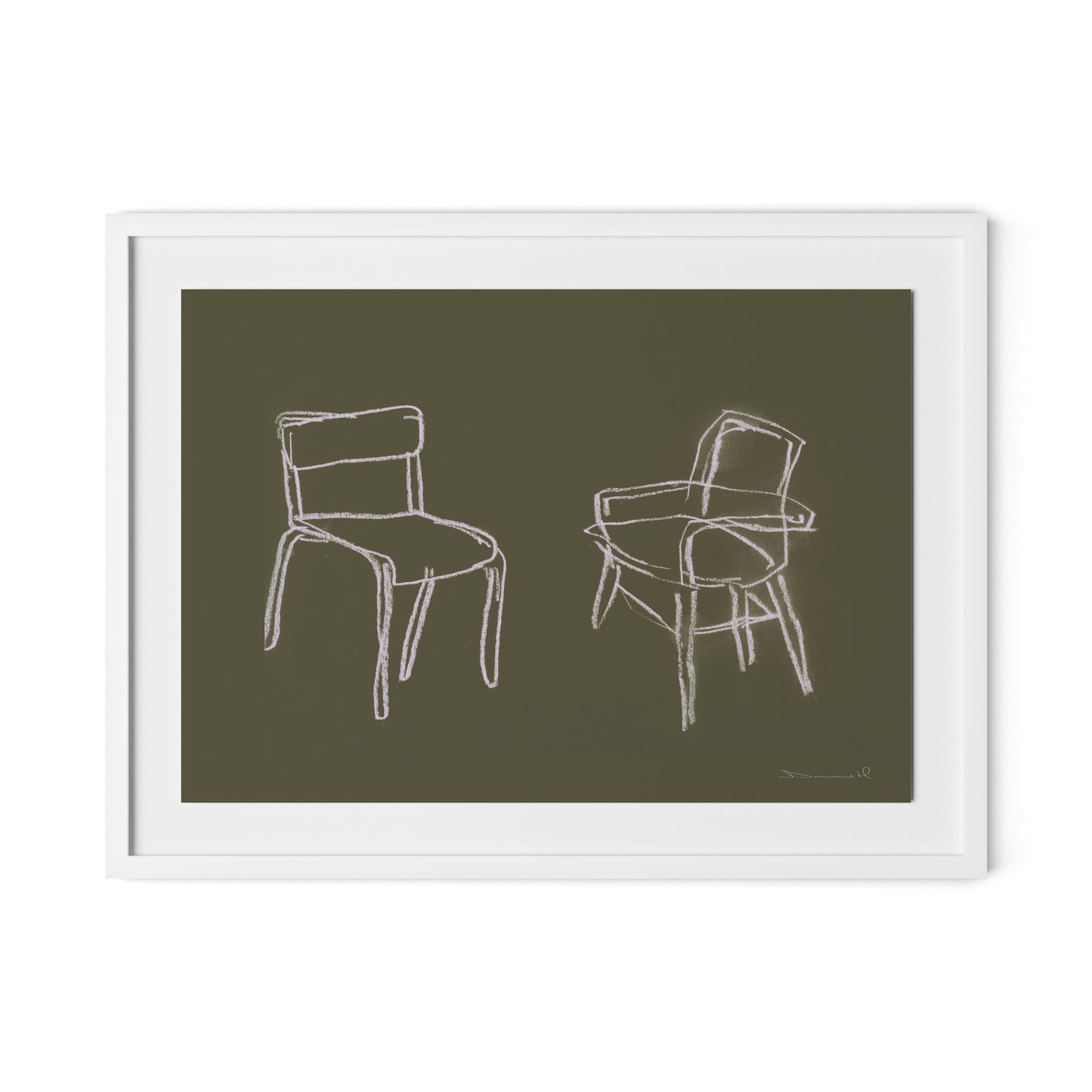 Chairs Framed Paper / 32 x 24 in / White
