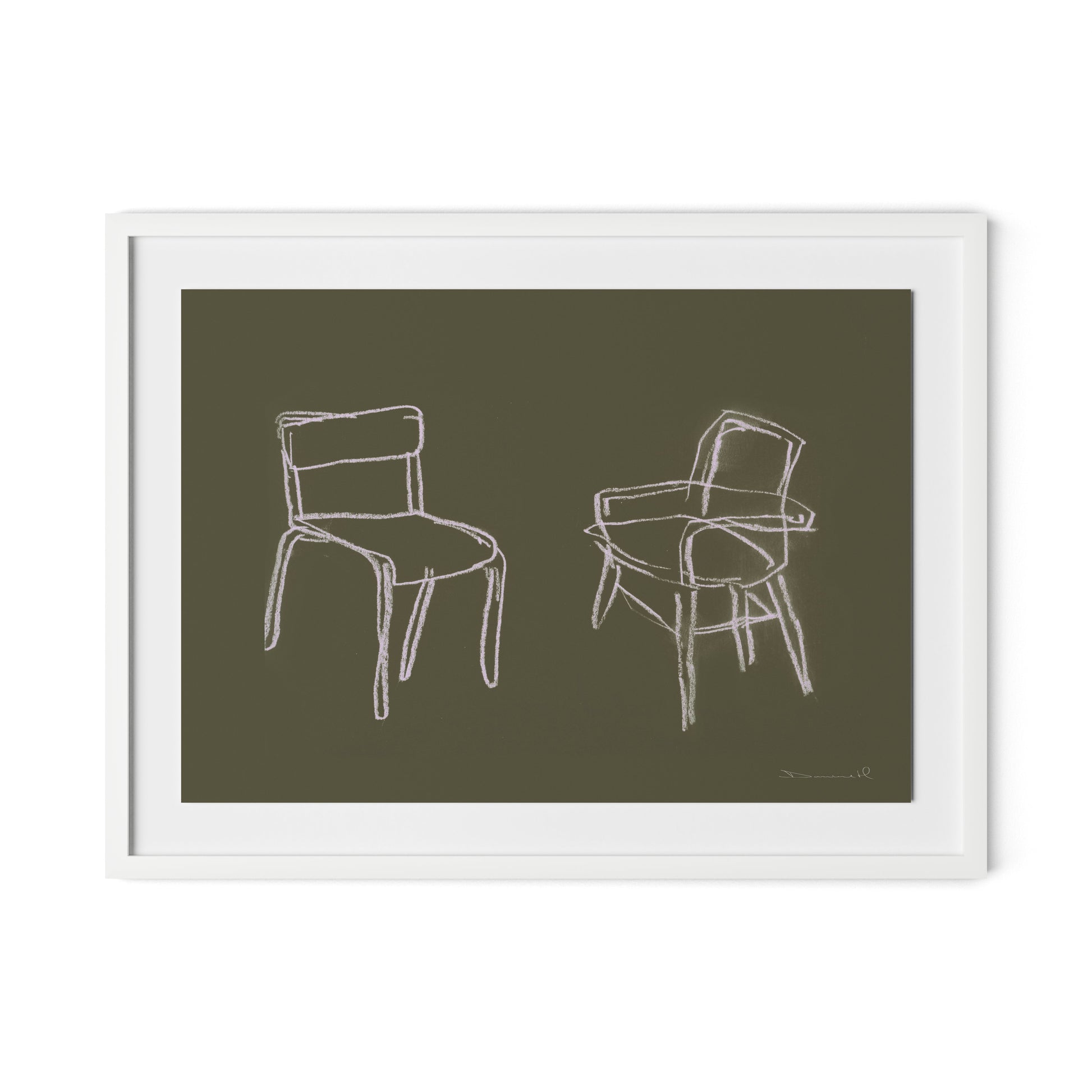 Chairs Framed Paper / 32 x 24 in / White