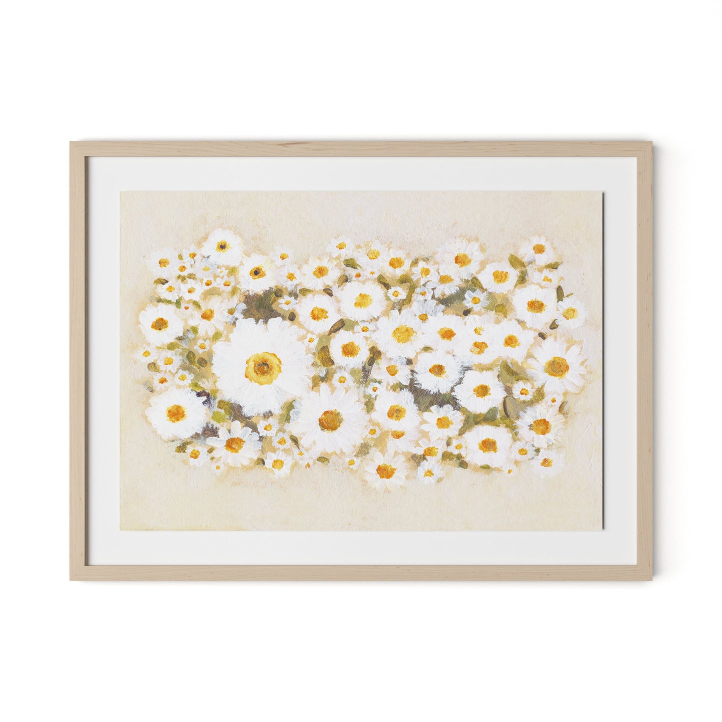Chorus of Daisies Framed Paper / 32 x 24 in / Natural Maple