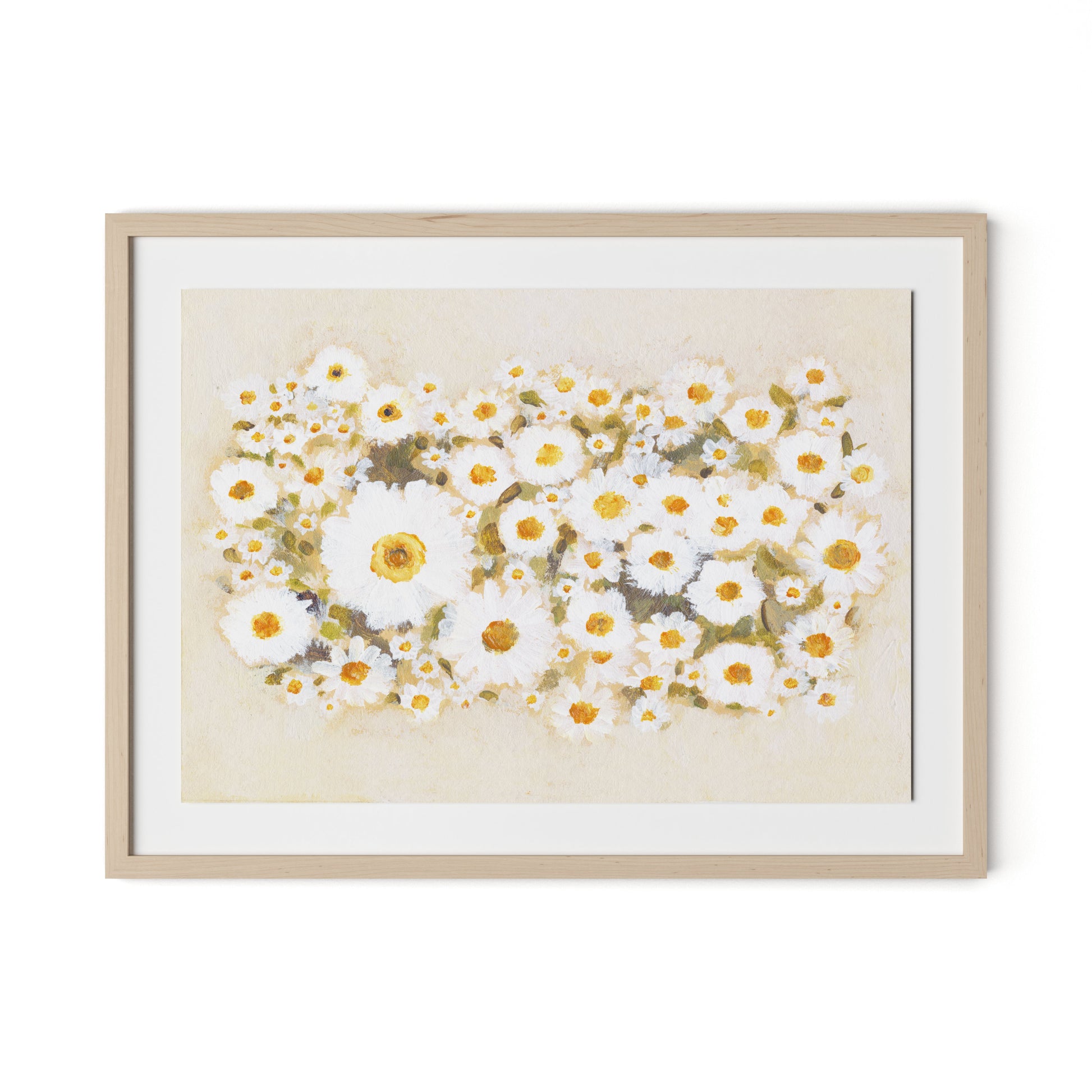 Chorus of Daisies Framed Paper / 32 x 24 in / Natural Maple