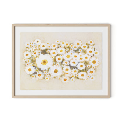 Chorus of Daisies Framed Paper / 32 x 24 in / Natural Maple