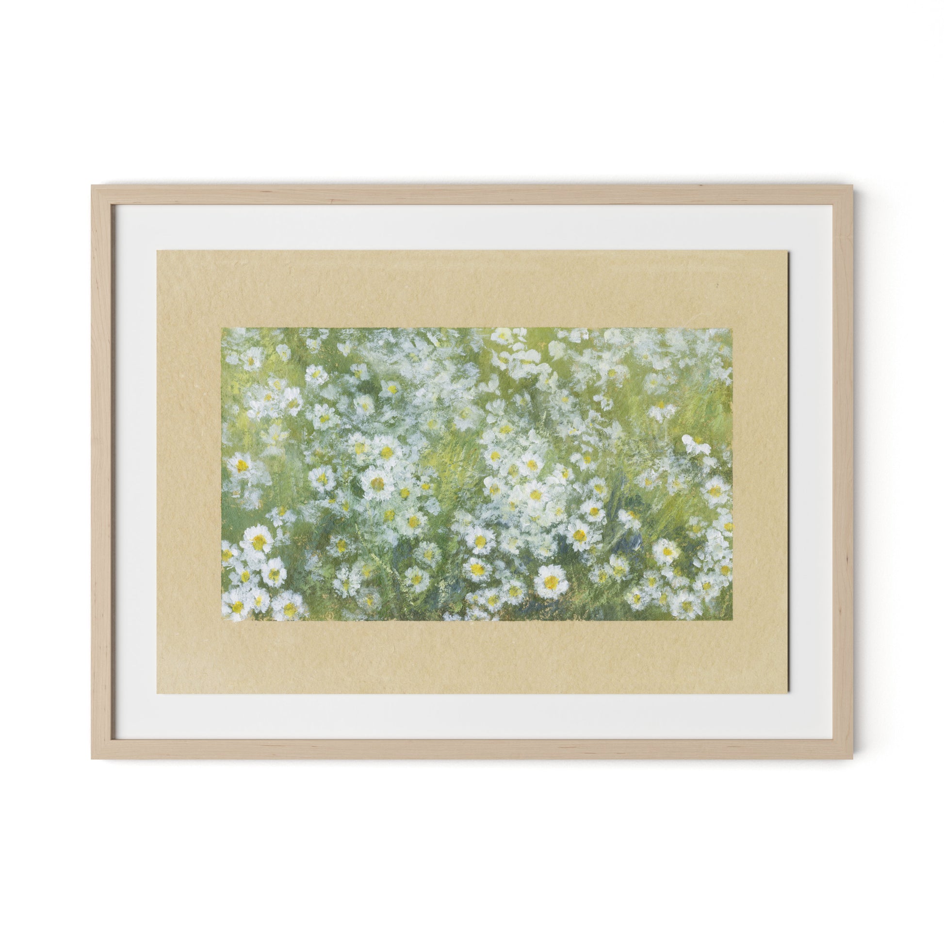 Chorus of Daisies IV Framed Paper / 32 x 24 in / Natural Maple