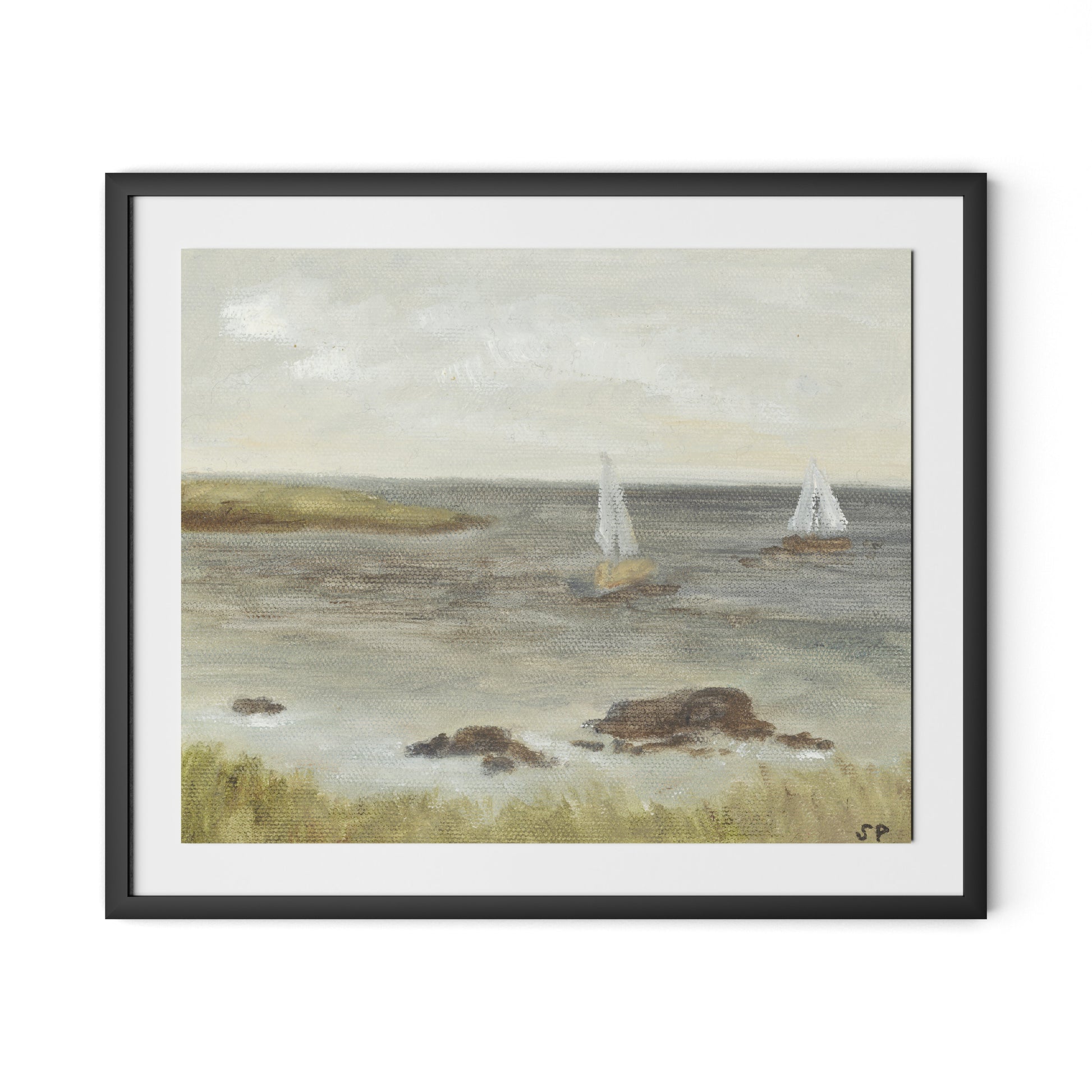 Monterey Sailboats Framed Paper / 32 x 27 in / Black