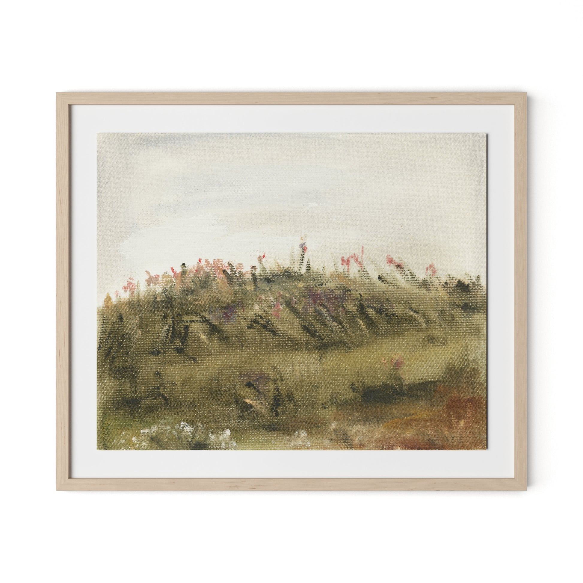 Overgrown Pastures I Framed Paper / 32 x 27 in / Natural Maple