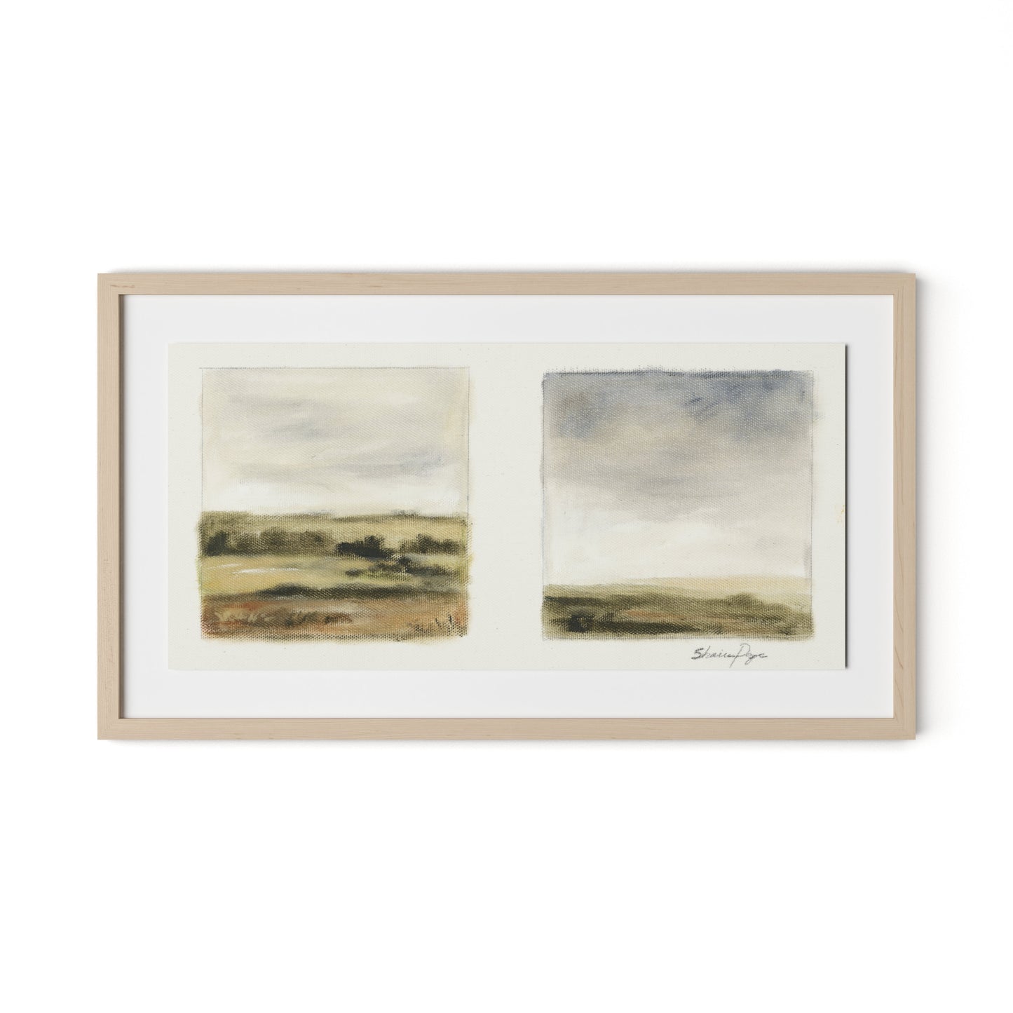Hazy Terrain Framed Paper / 32 x 18 in / Natural Maple