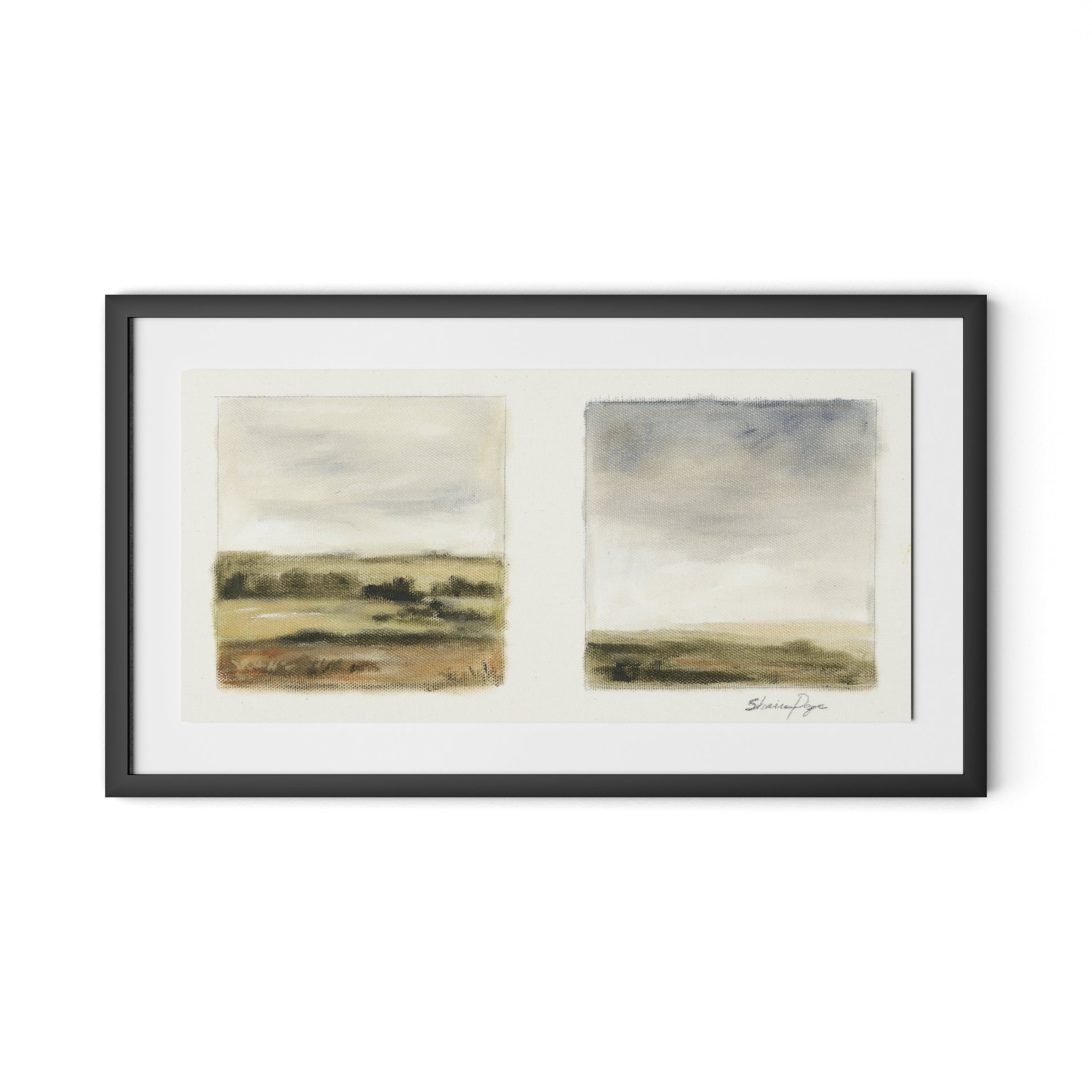 Hazy Terrain Framed Paper / 32 x 18 in / Black