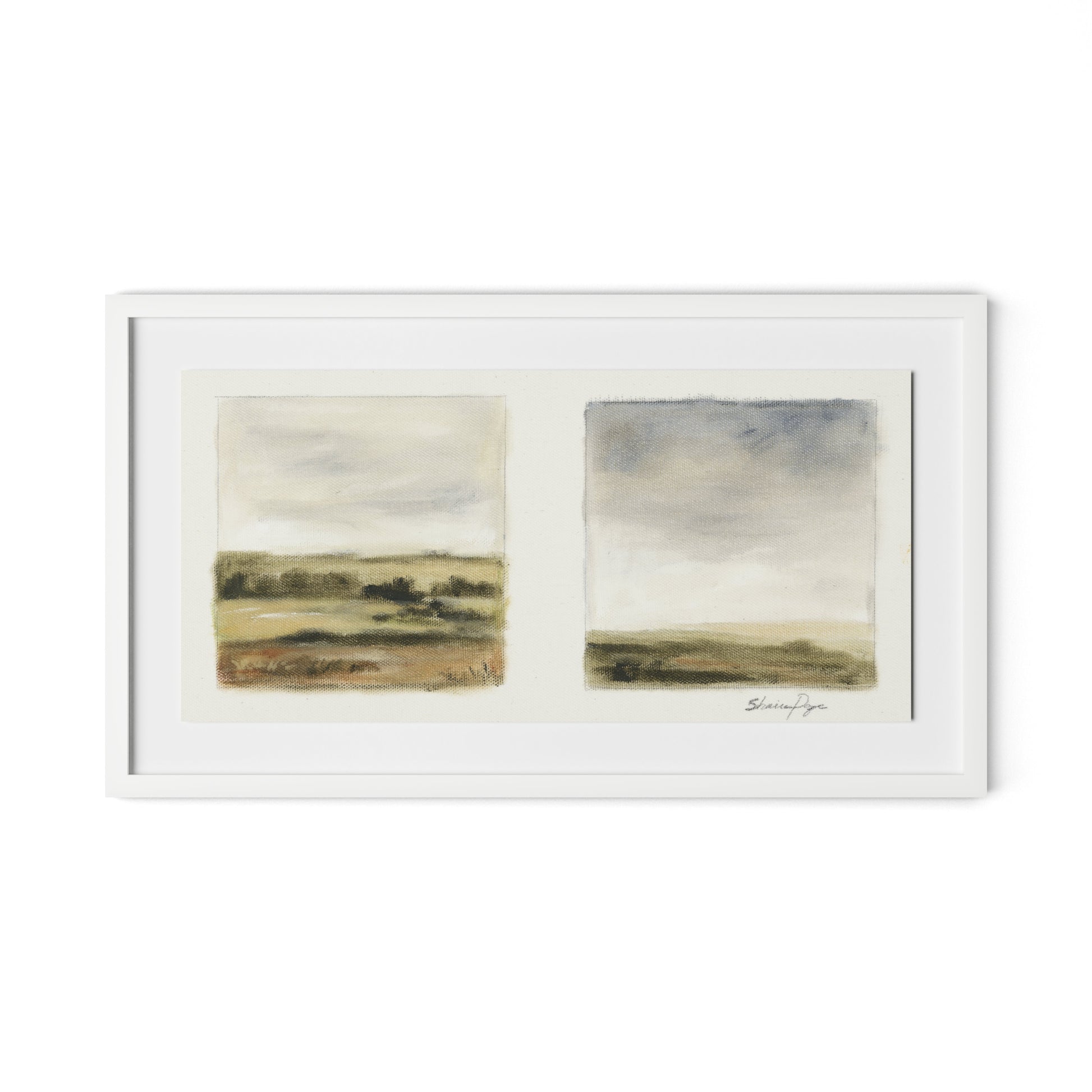 Hazy Terrain Framed Paper / 32 x 18 in / White