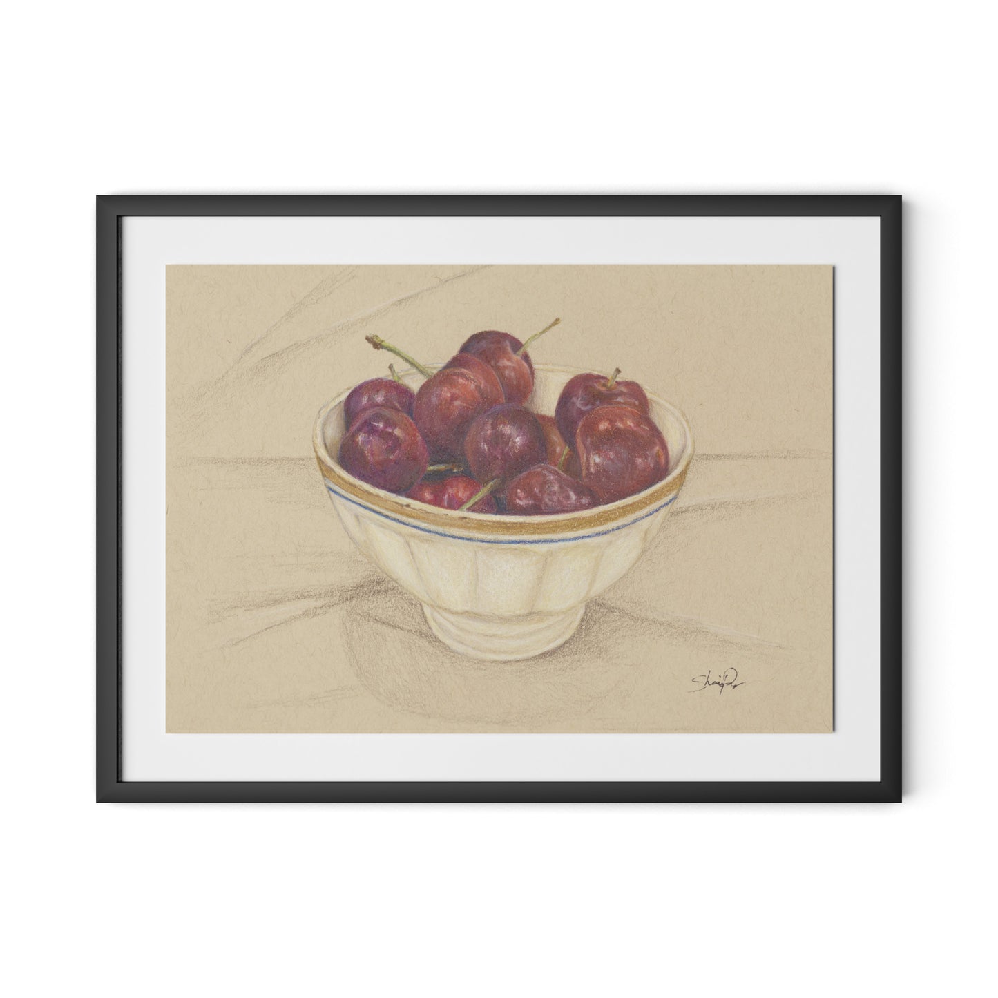 Cherries II Framed Paper / 32 x 24 in / Black