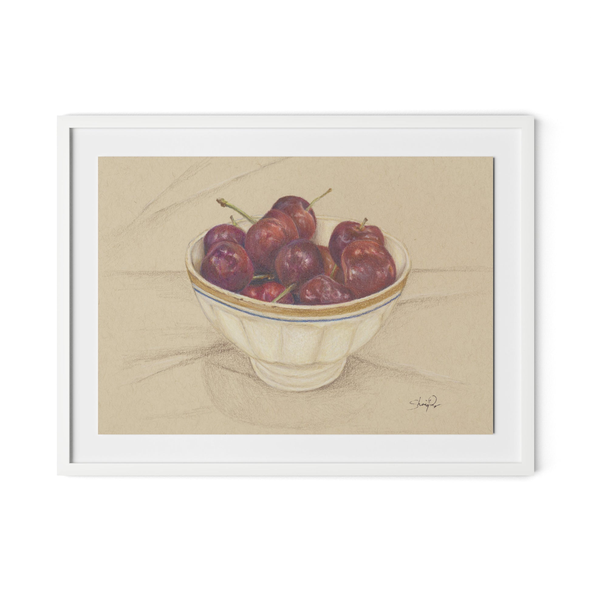 Cherries II Framed Paper / 32 x 24 in / White