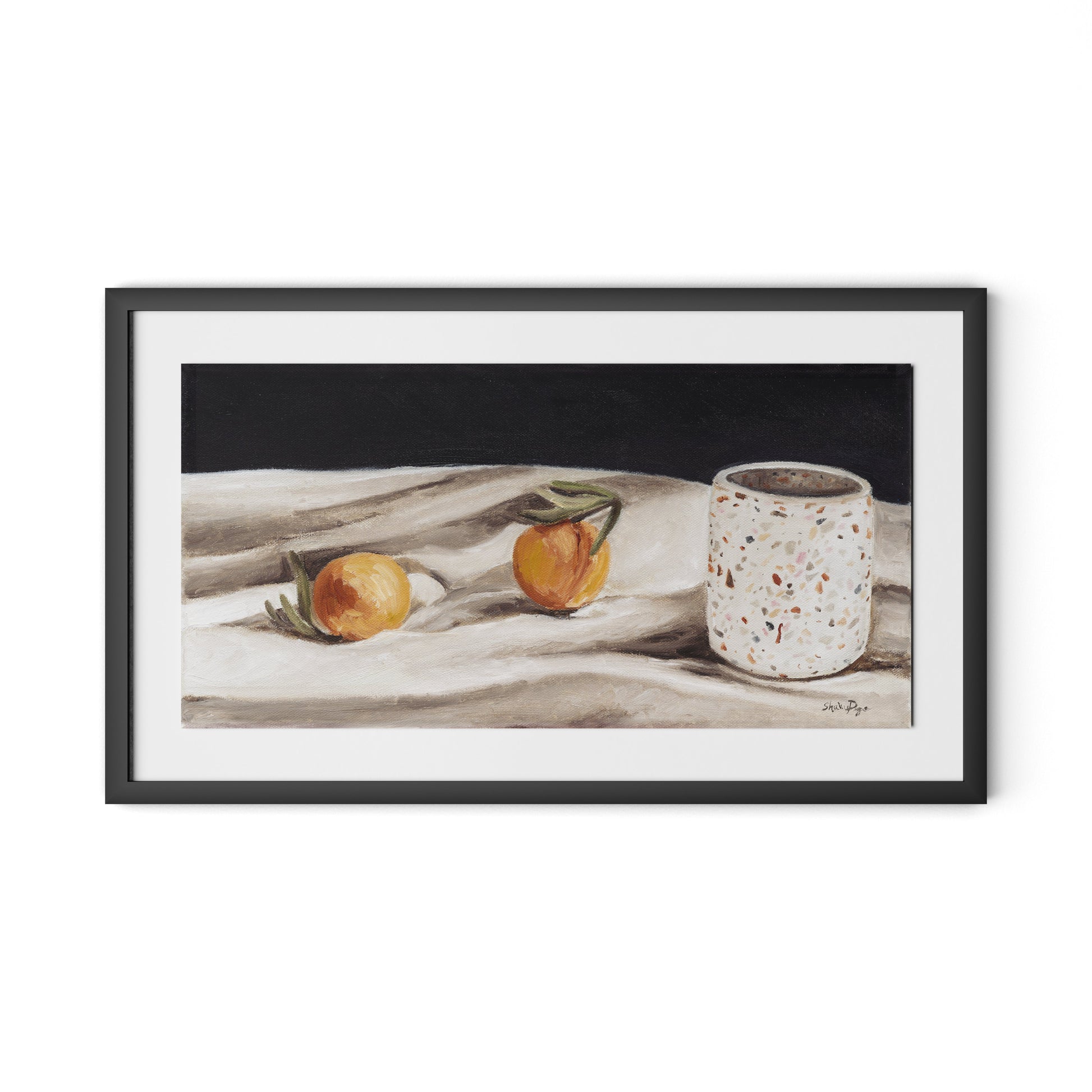 Terrazzo Vase Framed Paper / 32 x 18.5 in / Black