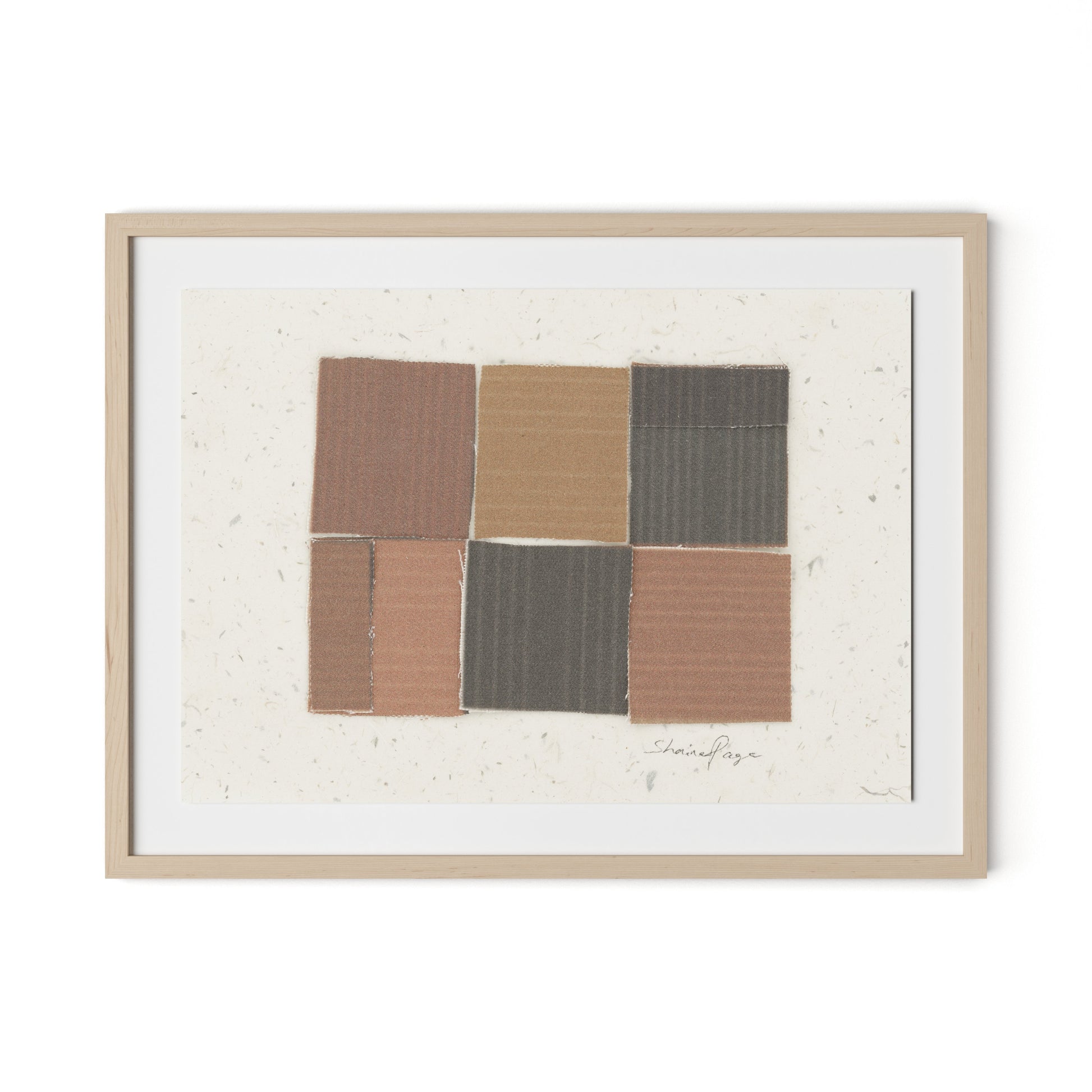 Checkered Terracotta Framed Paper / 32 x 24 in / Natural Maple